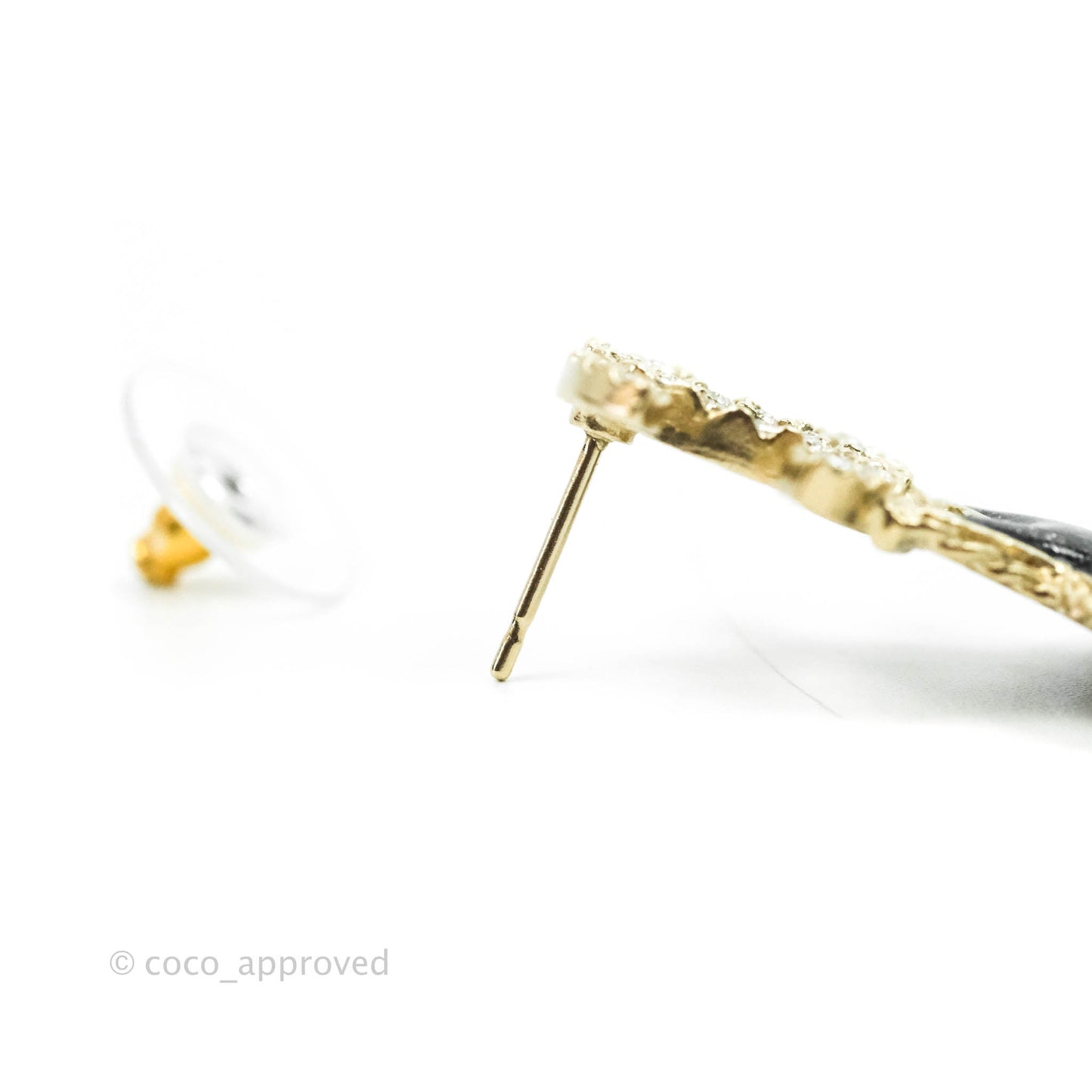 Chanel Crystal CC Glitter Heart & Star Earrings Gold Tone 20S