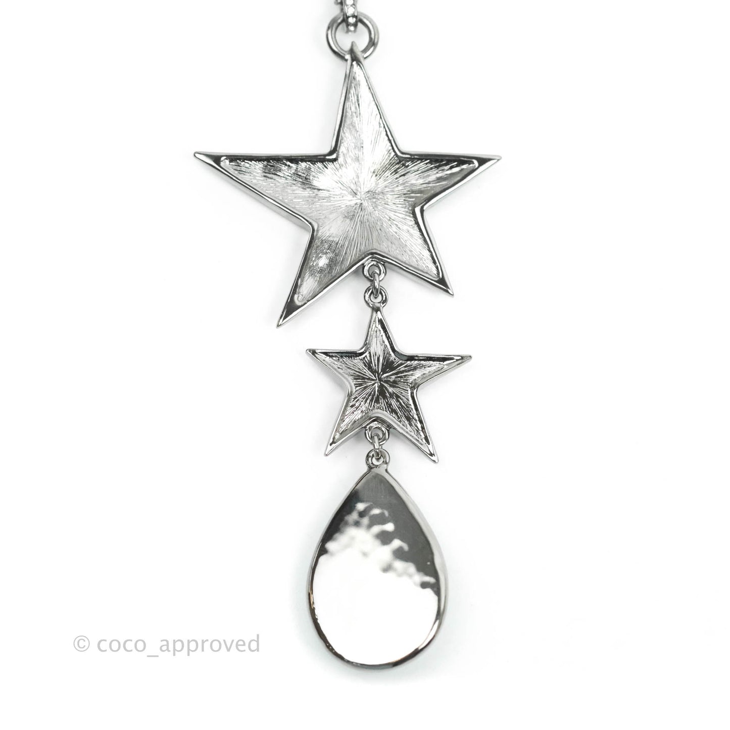 Chanel CC Crystal Star Blue Resin Tear Drop Choker Gun Metal 22C