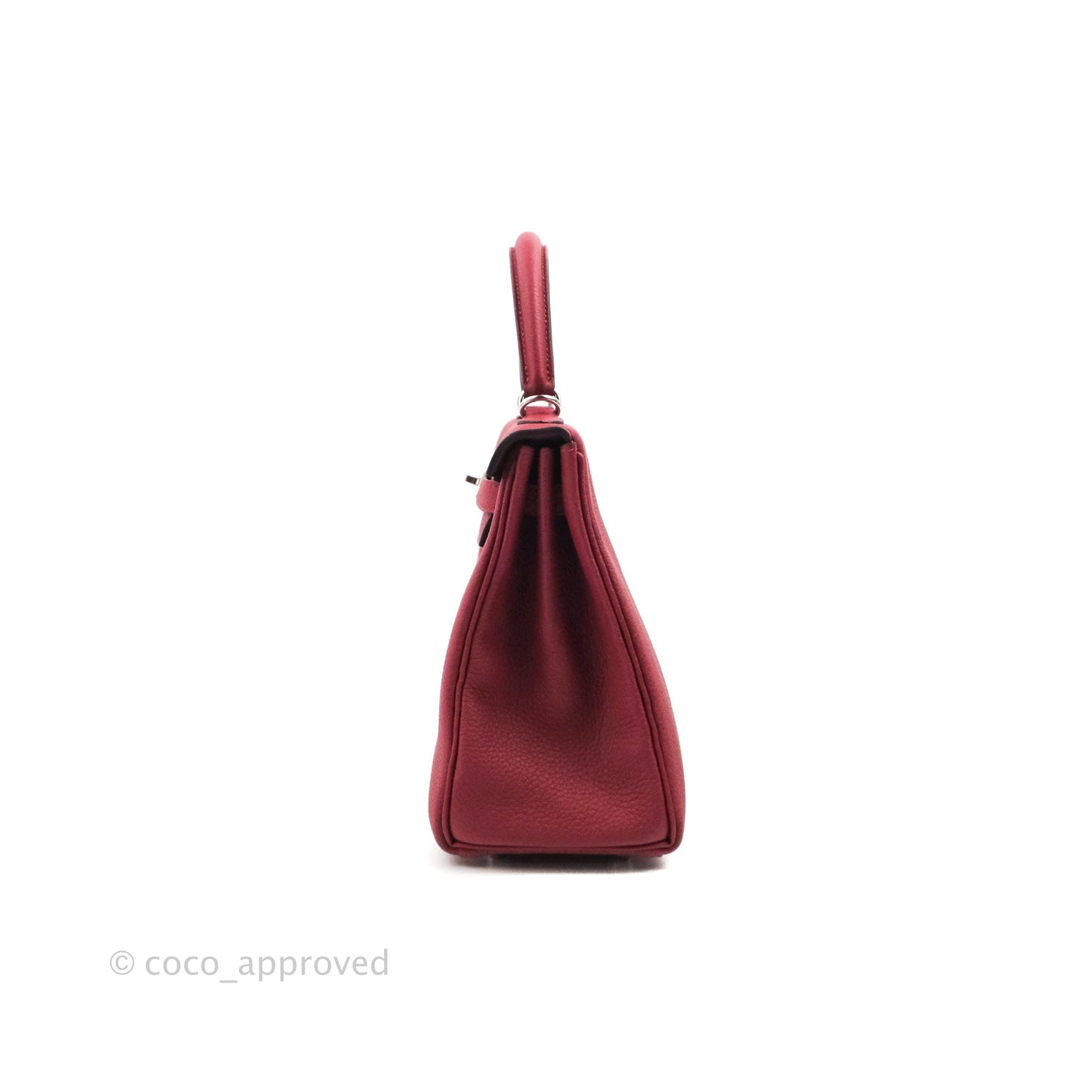 DM/email us to purchase - Hermes Kelly Retourne 25 Togo Rouge Grenat K1 Palladium Hardware