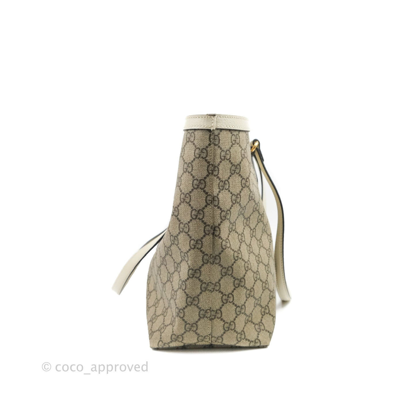 Gucci Ophidia Medium Tote With Web GG Supreme Canvas Beige Ebony