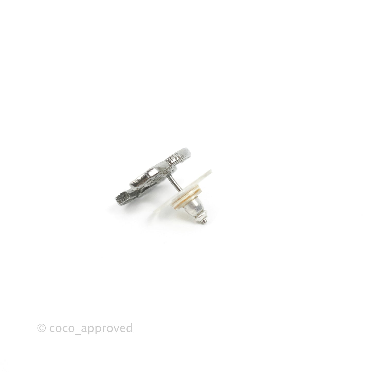 Chanel CC Earrings Ruthenium Hardware 14A