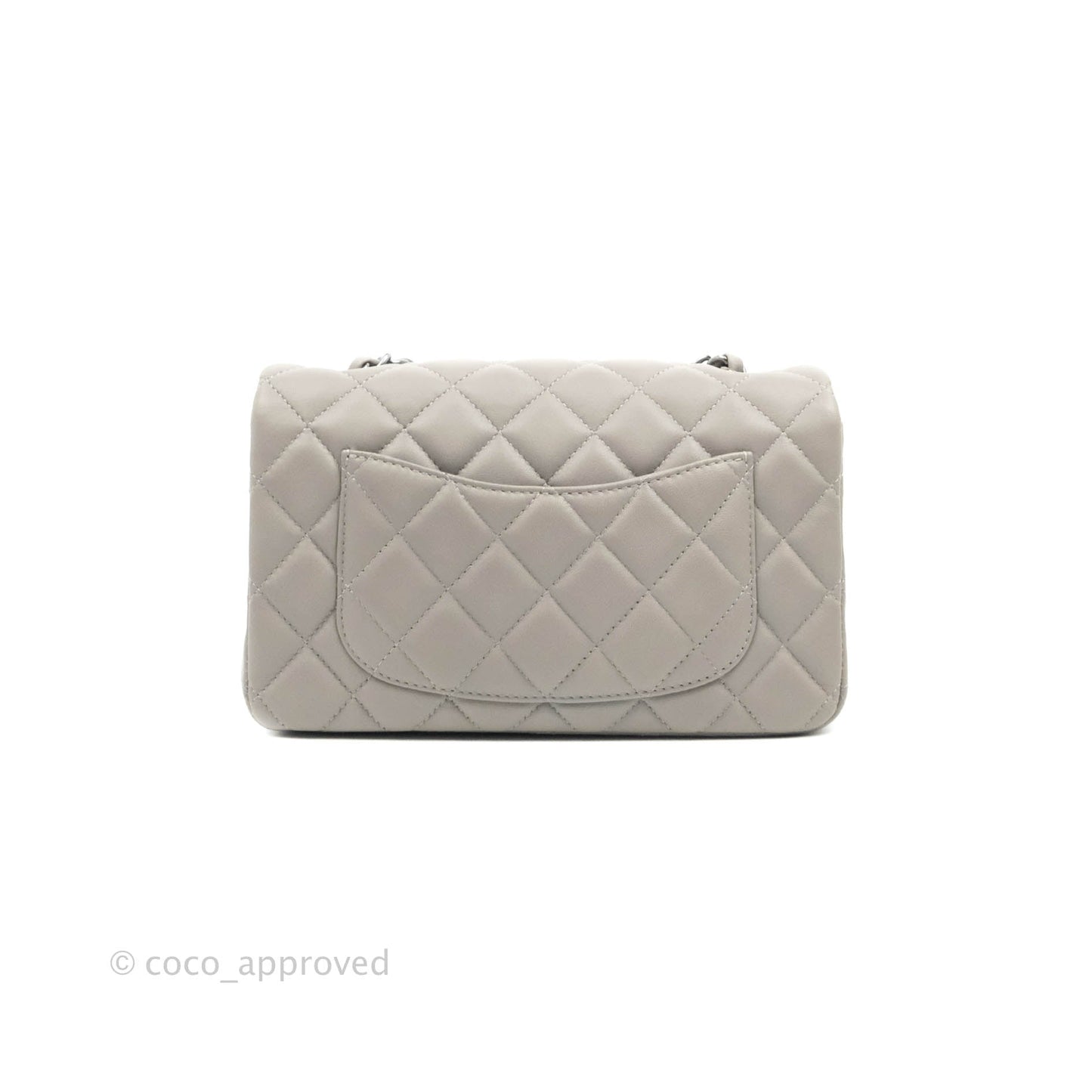 Chanel Quilted Mini Rectangular Flap Grey Lambskin Dark Silver Hardware