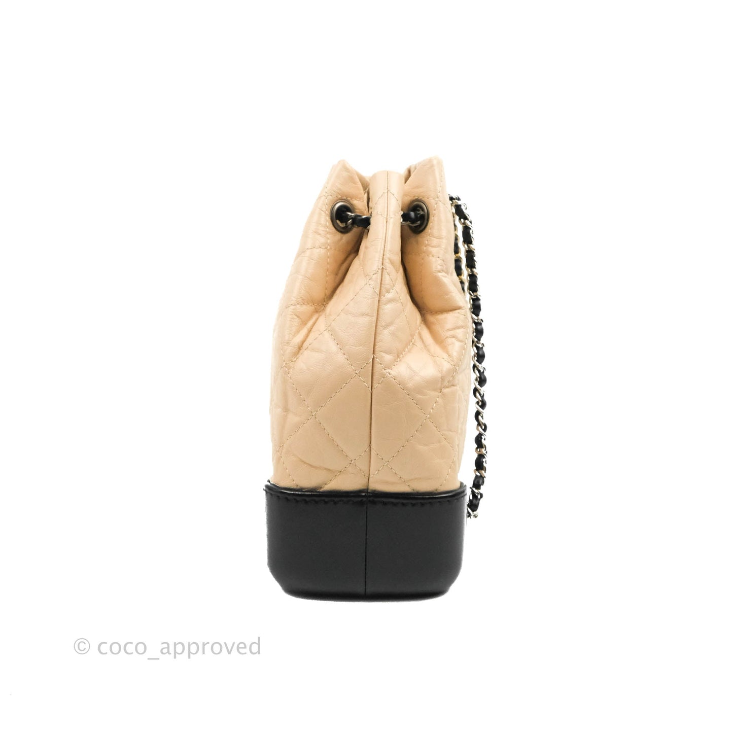 Chanel Small Gabrielle Backpack Beige Black Aged Calfskin