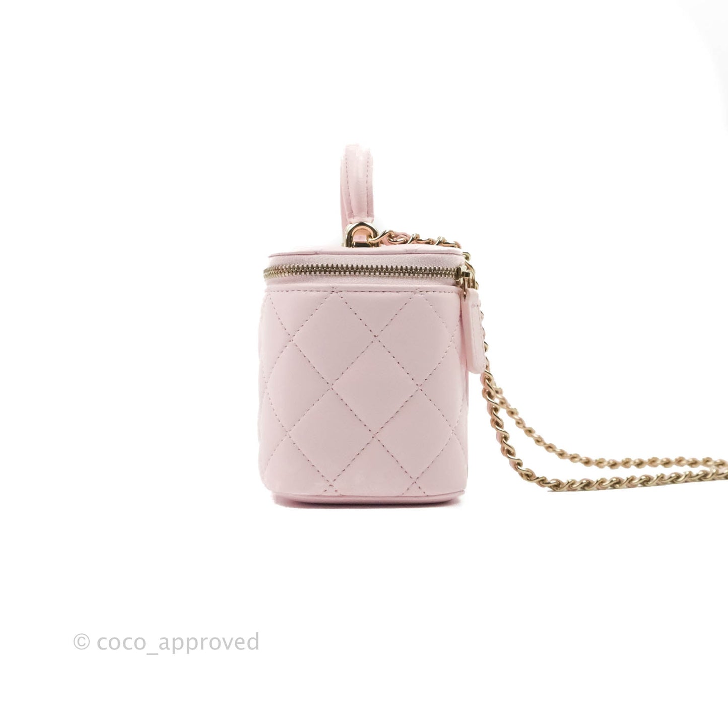 Chanel Top Handle Vanity with Chain Light Pink Lambskin Gold Hardware