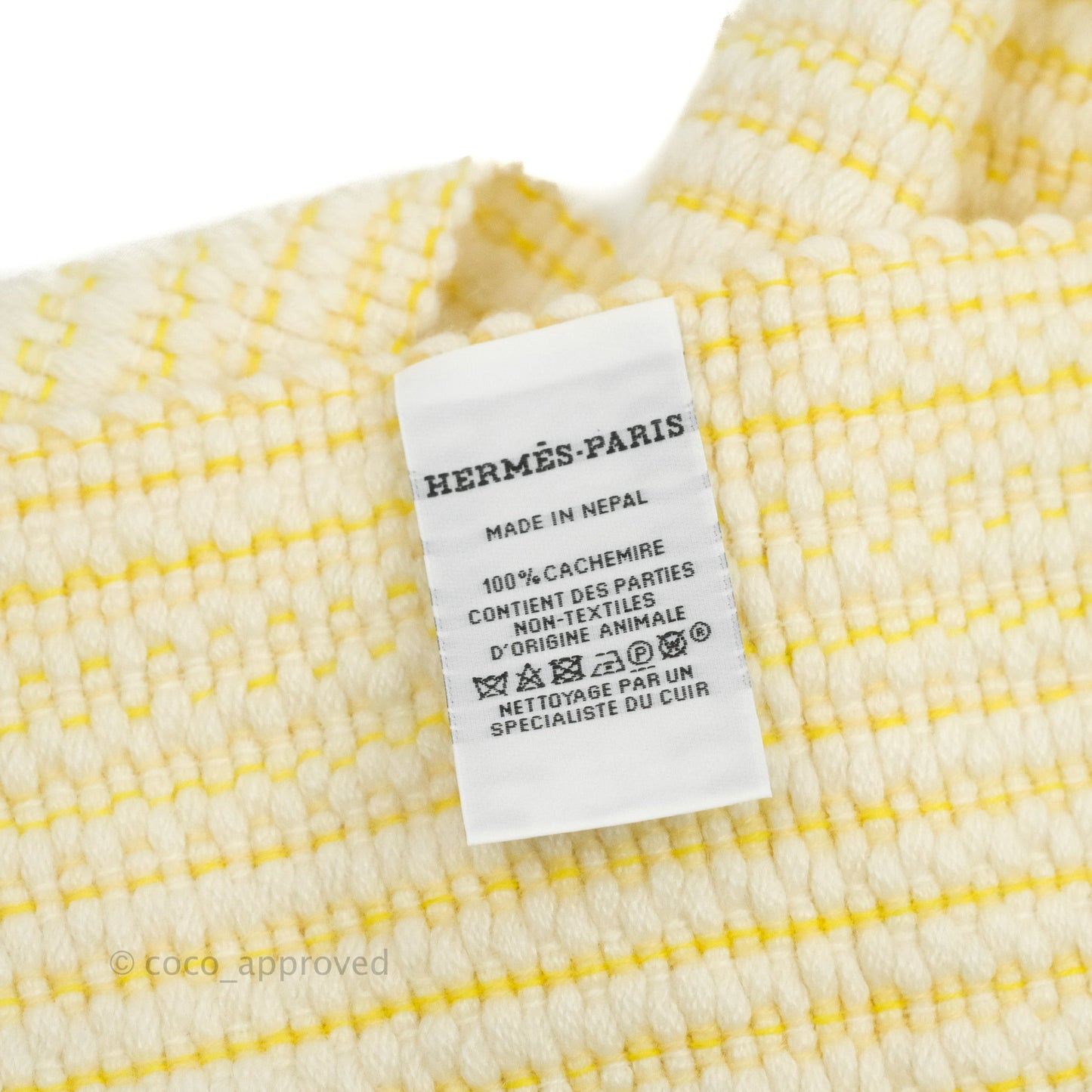 Hermes Cashmere Boutis Muffler Écru / Jaune