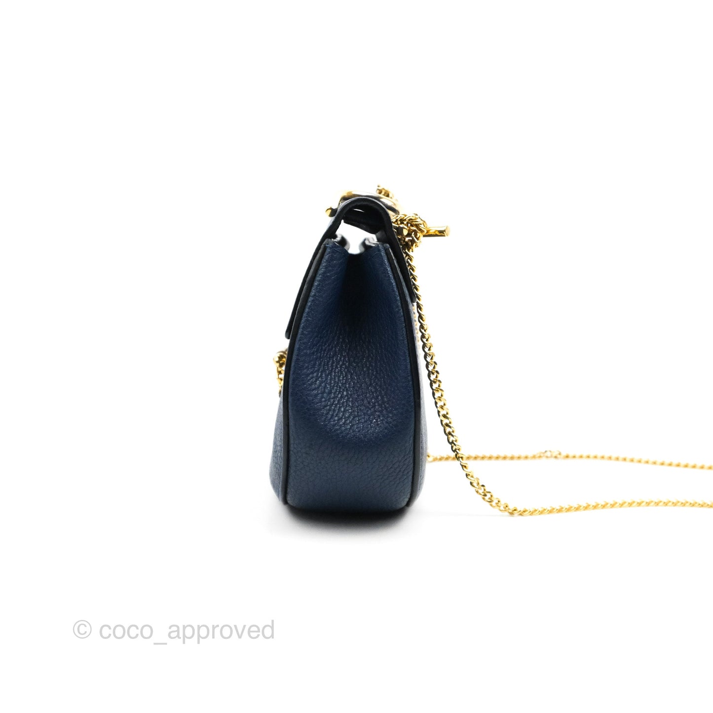 Chloe Mini Drew Crossbody Bag Navy Grained Leather