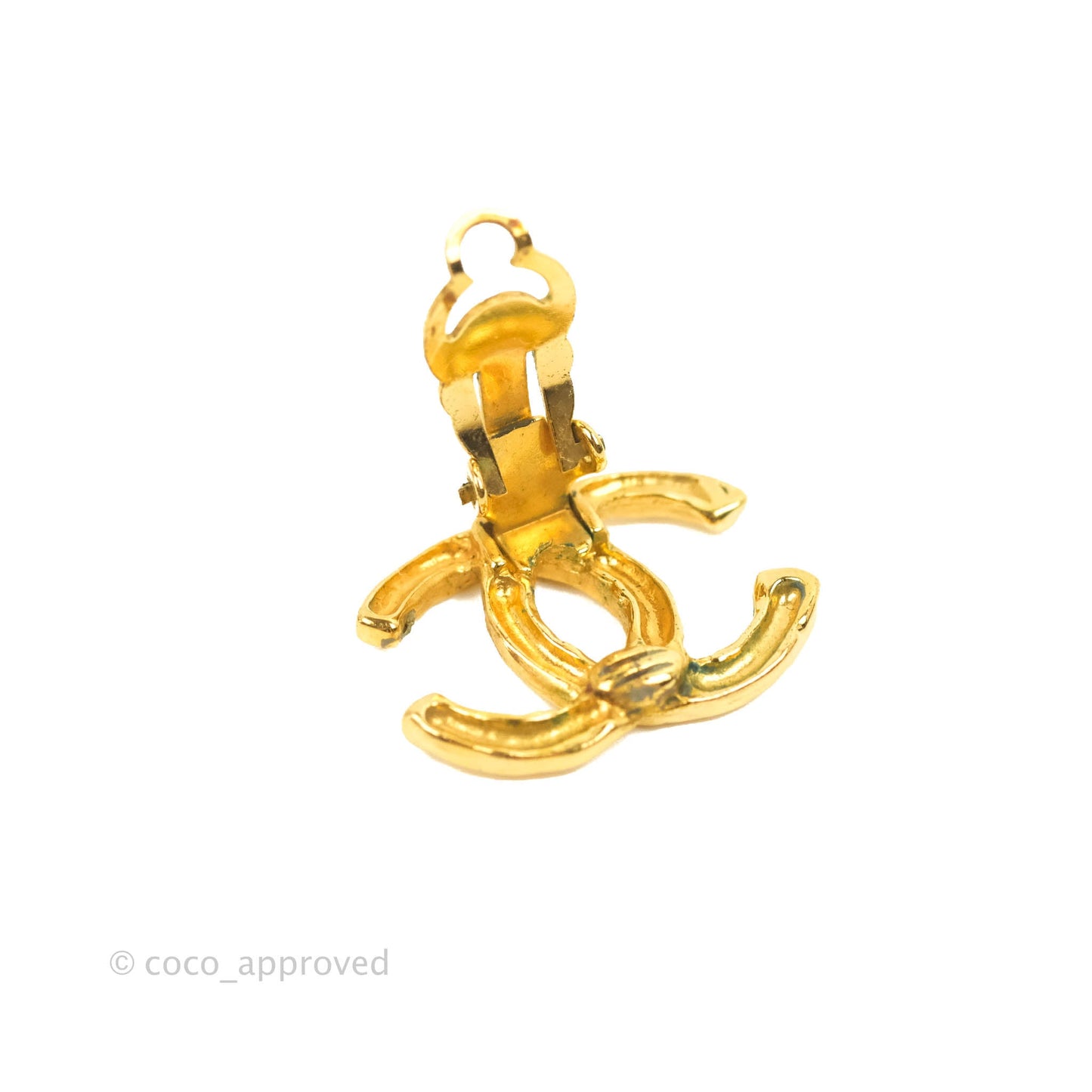 Chanel Vintage CC Clip On Earrings Gold Tone