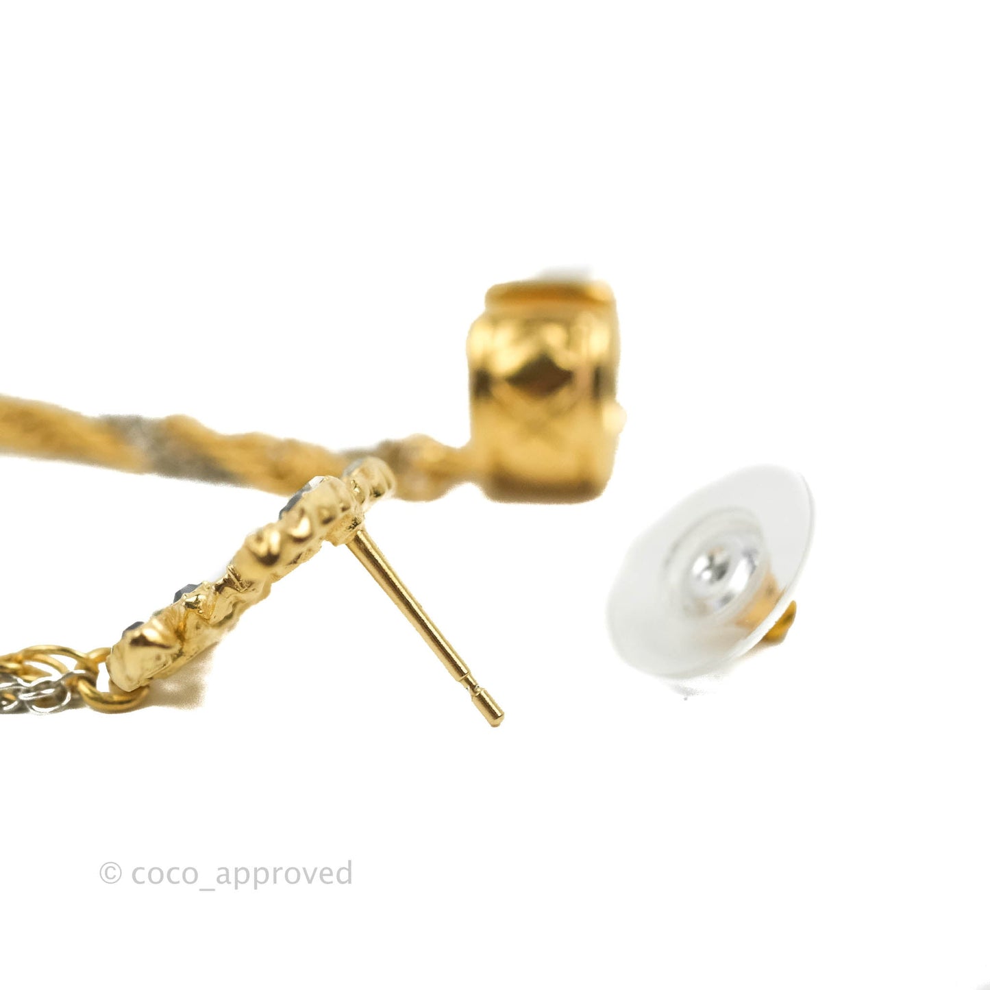 Chanel Crystal CC Chain With Ear Cuff Gold Tone 20P