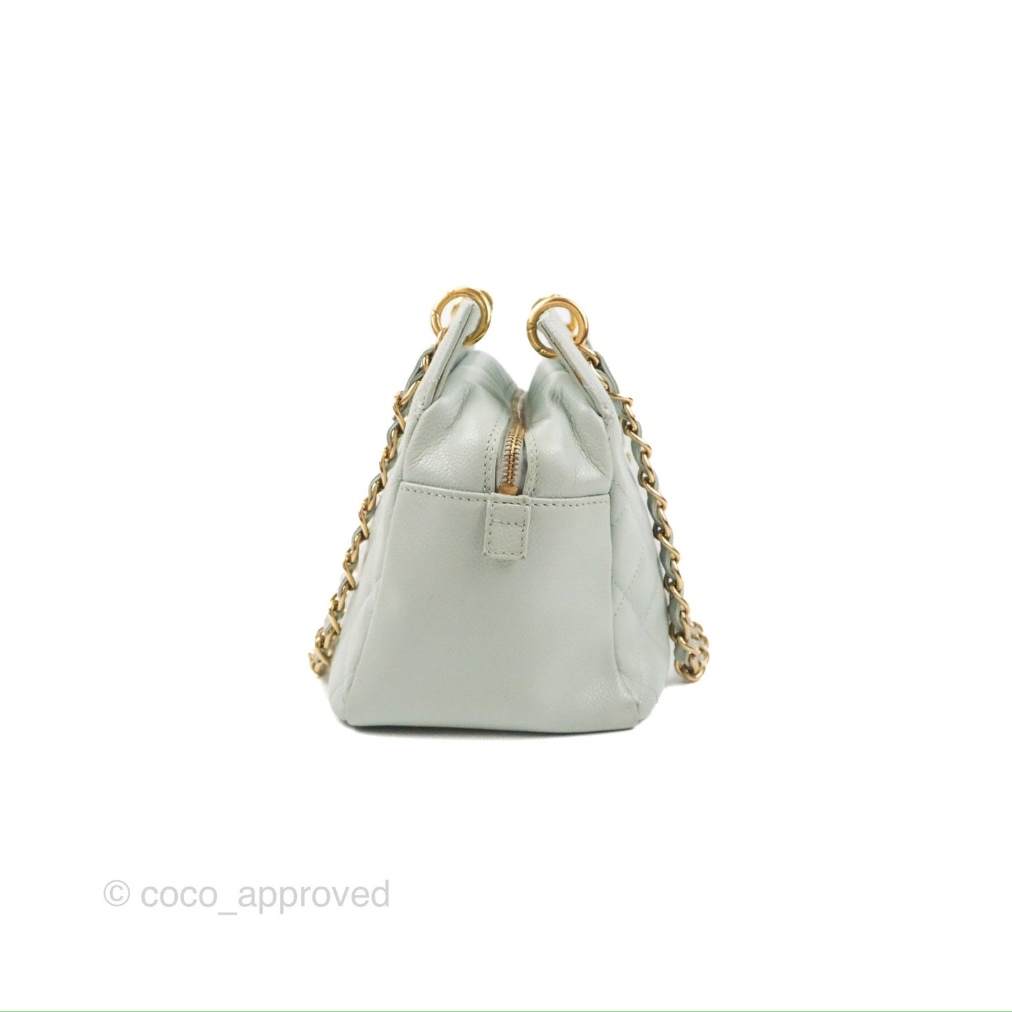 Chanel PTT Petite Timeless Shopping Tote Bag Light Tiffany Blue Caviar Gold Hardware