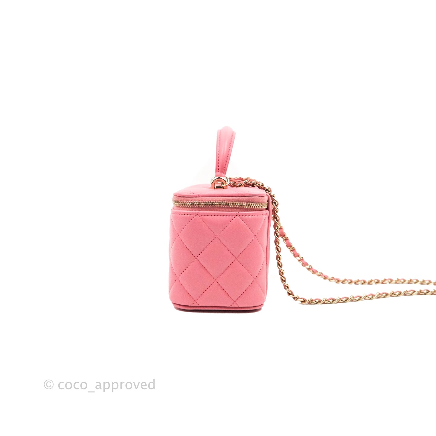 Chanel Vanity Rectangular Top Handle Pink Lambskin Gold Hardware