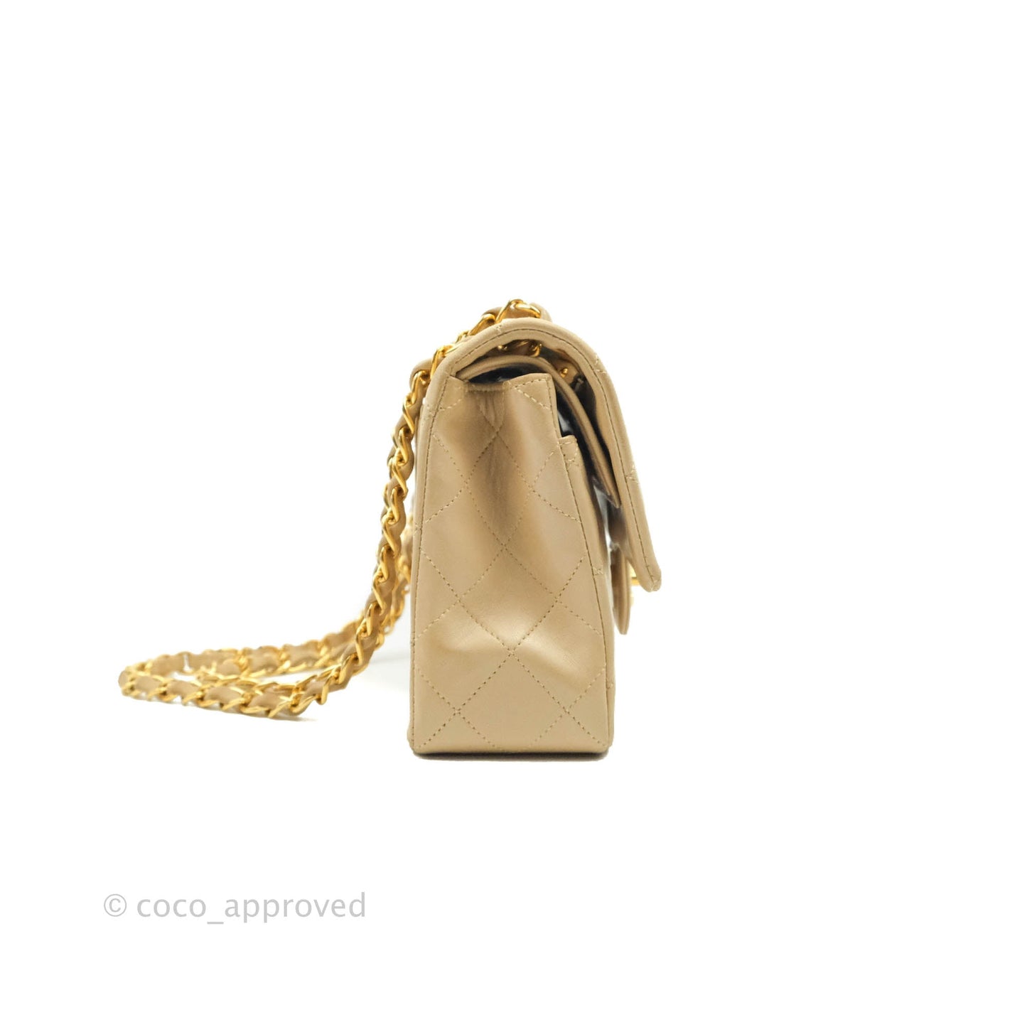 Chanel Classic Vintage Small Flap Beige Lambskin 24K Gold Hardware