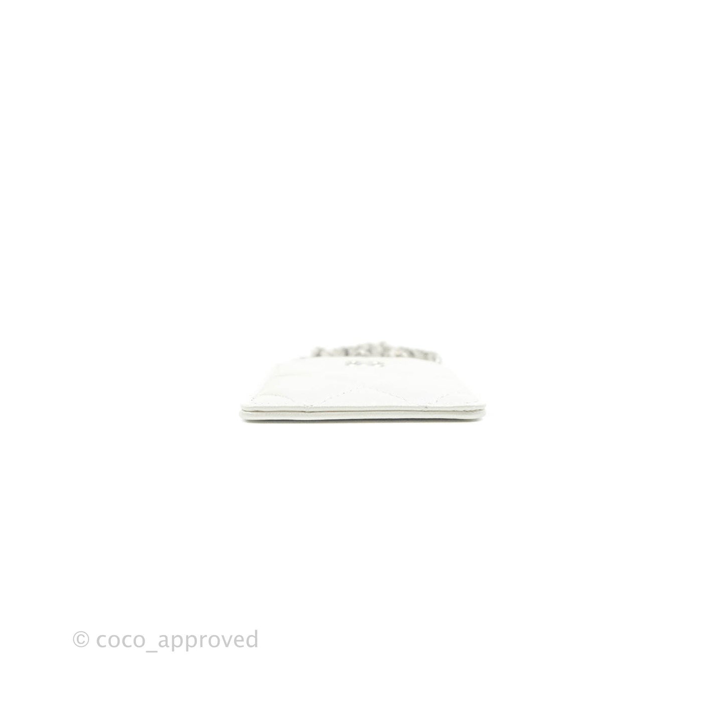Chanel Classic Chain Card Holder Iridescent White Lambskin Silver Hardware