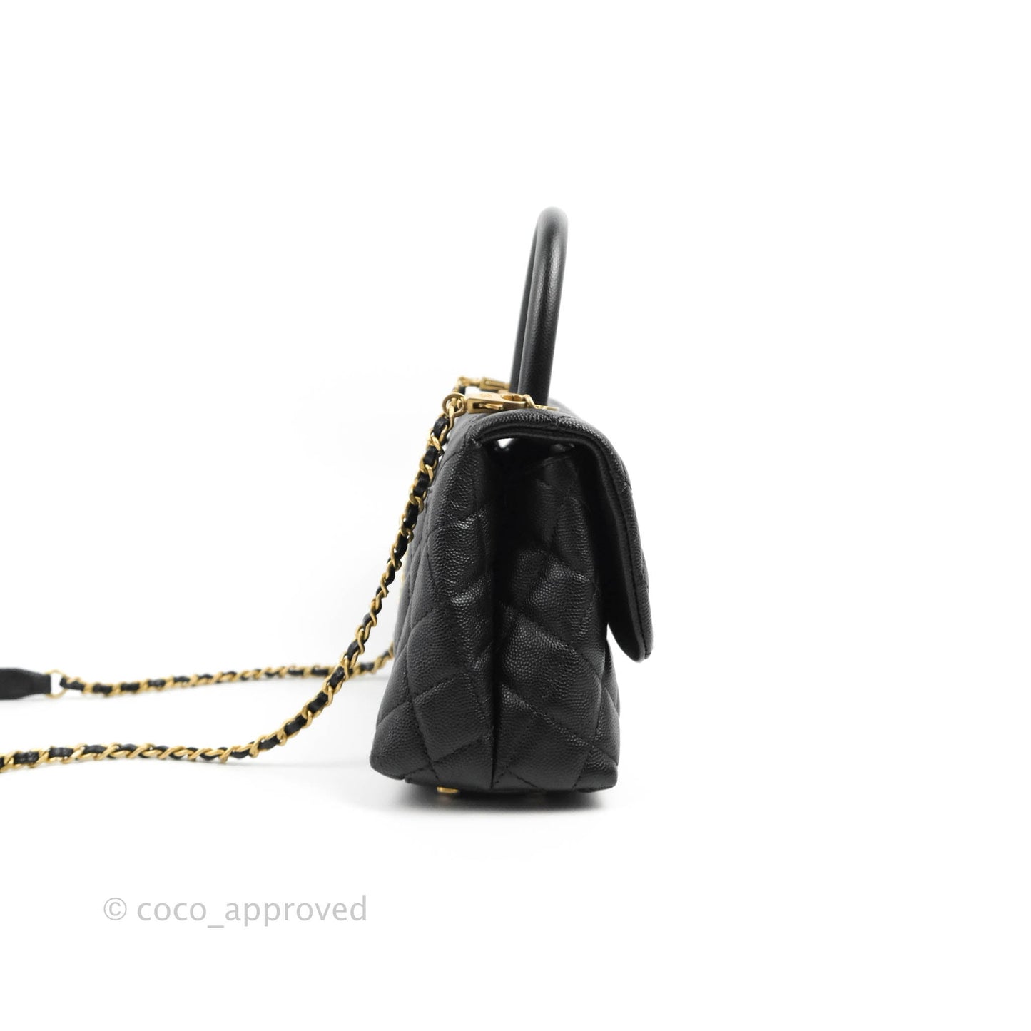 Chanel Small Coco Handle Black Caviar Aged Gold Hardware