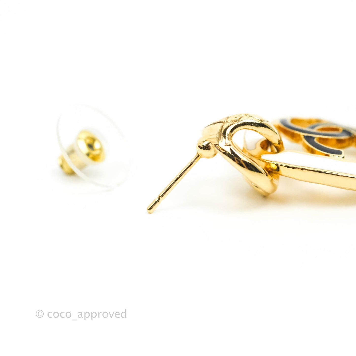 Chanel Metal & Resin Earrings Gold/Black/White 22C