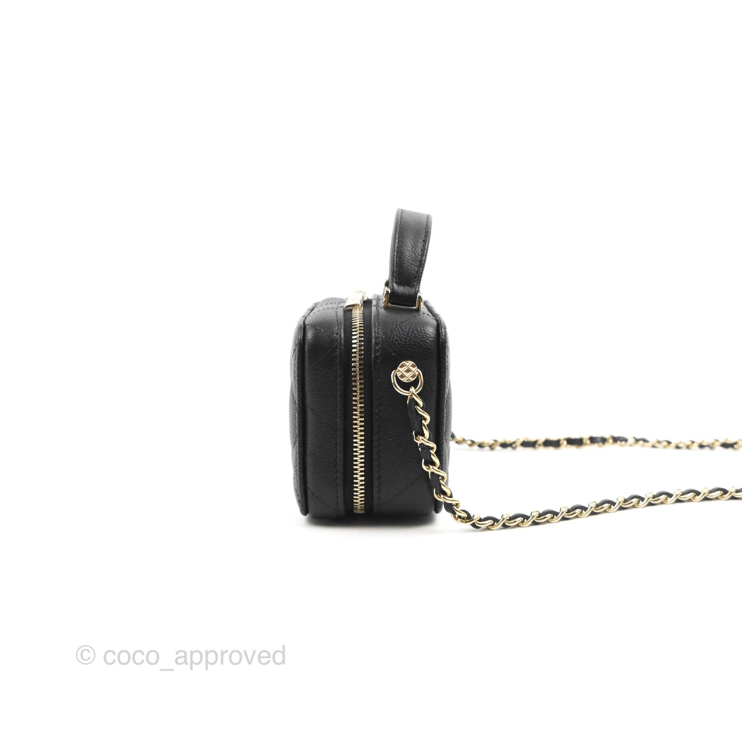 Chanel Vanity Handle With Chain Black Caviar Gold Hardware 22P