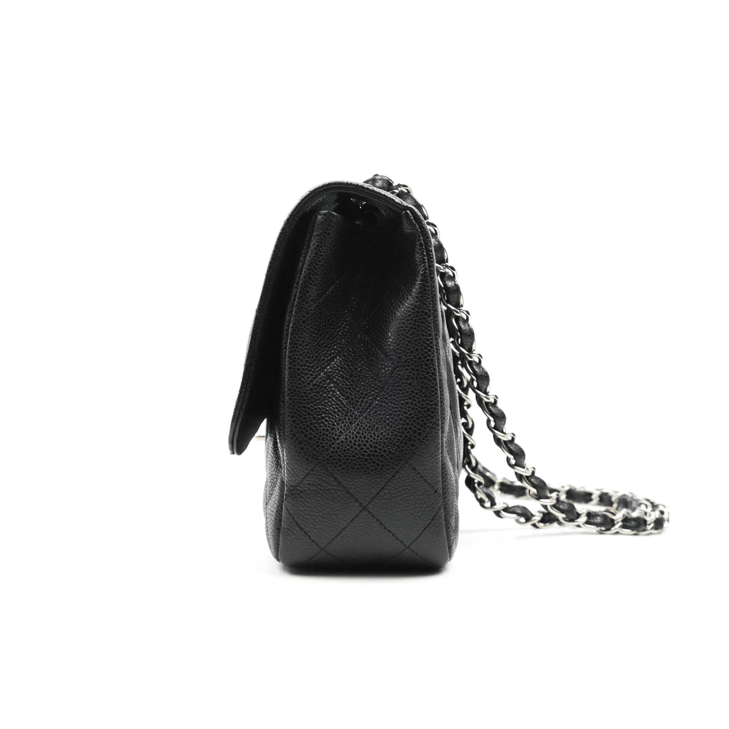 Chanel Jumbo Single Flap Black Caviar Silver Hardware