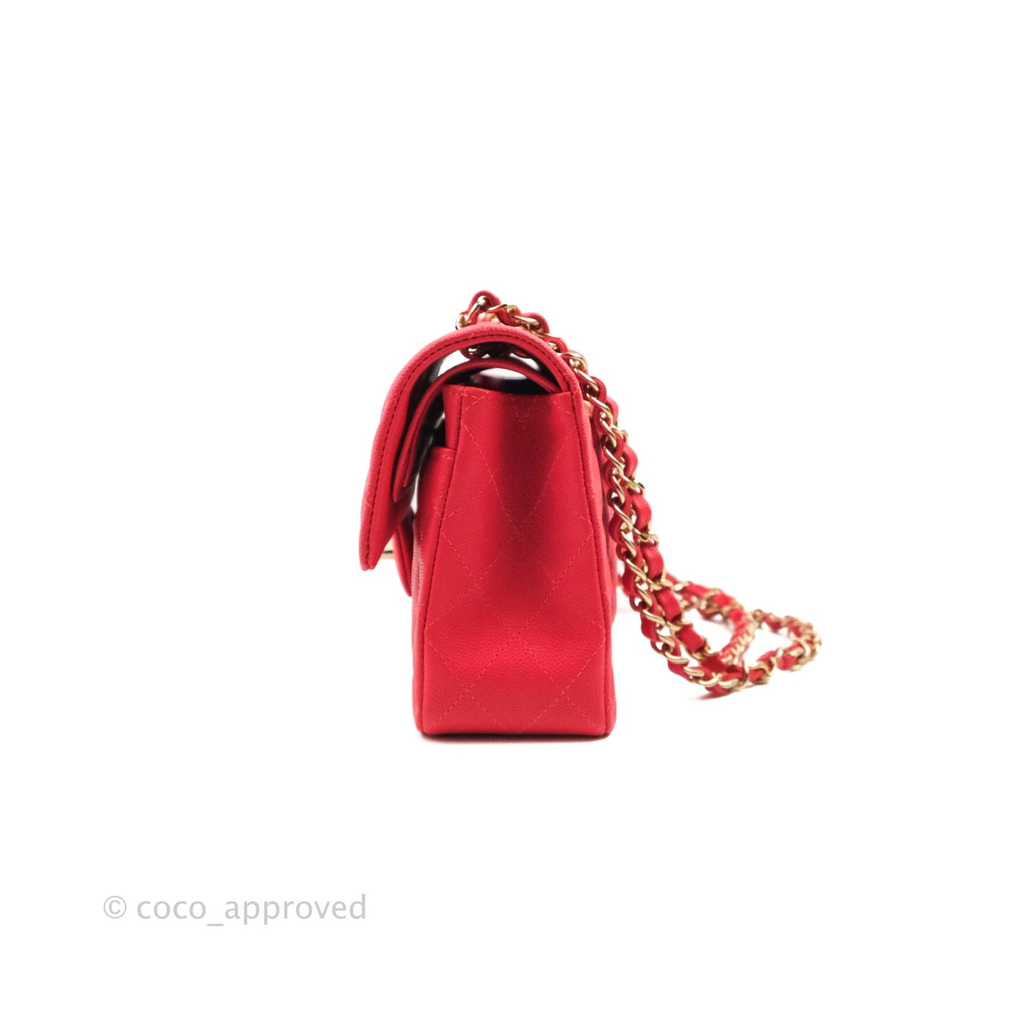 Chanel Small Classic Quilted Flap Red Caviar Gold Hardware