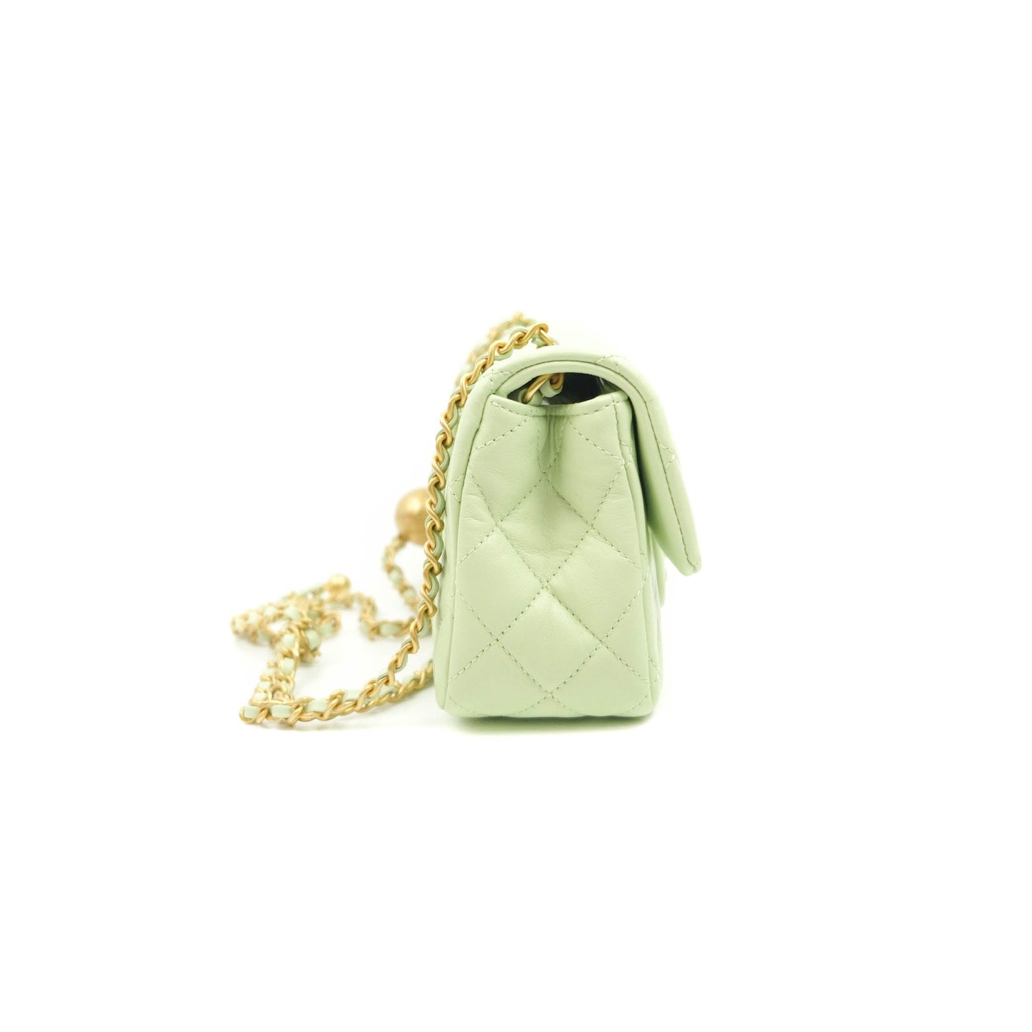 Chanel Mini Rectangular Pearl Crush Avocado Green Lambskin Aged Gold Hardware 22C