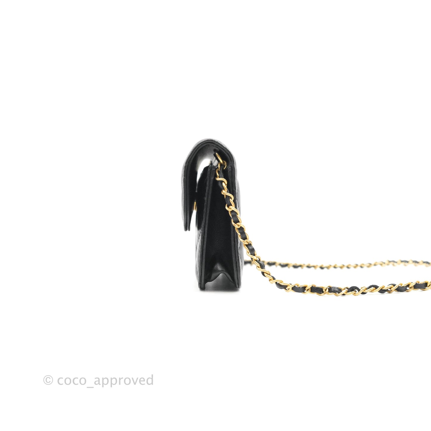 Chanel Mini Pearl Crush Clutch With Chain Belt Black Lambskin Aged Gold Hardware