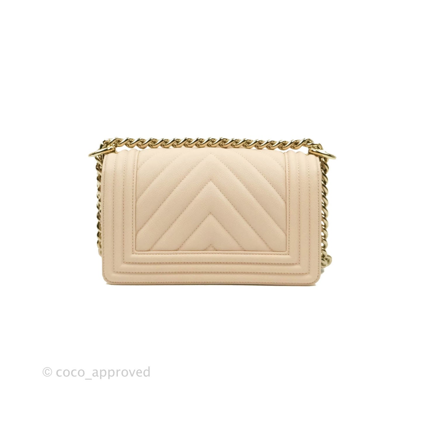 Chanel Small Boy Chevron Light Pink Caviar Gold Hardware