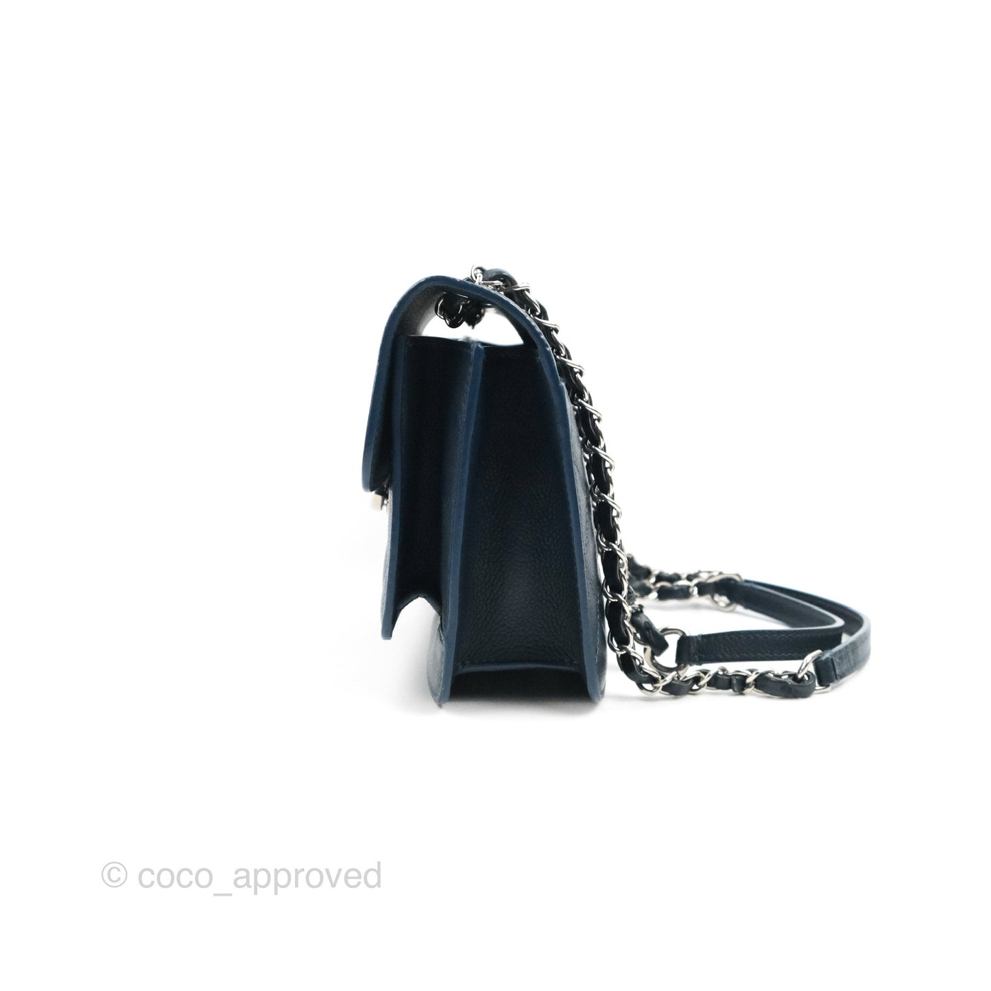 Chanel Small CC Box Flap Bag Prussian Blue Caviar Silver Hardware