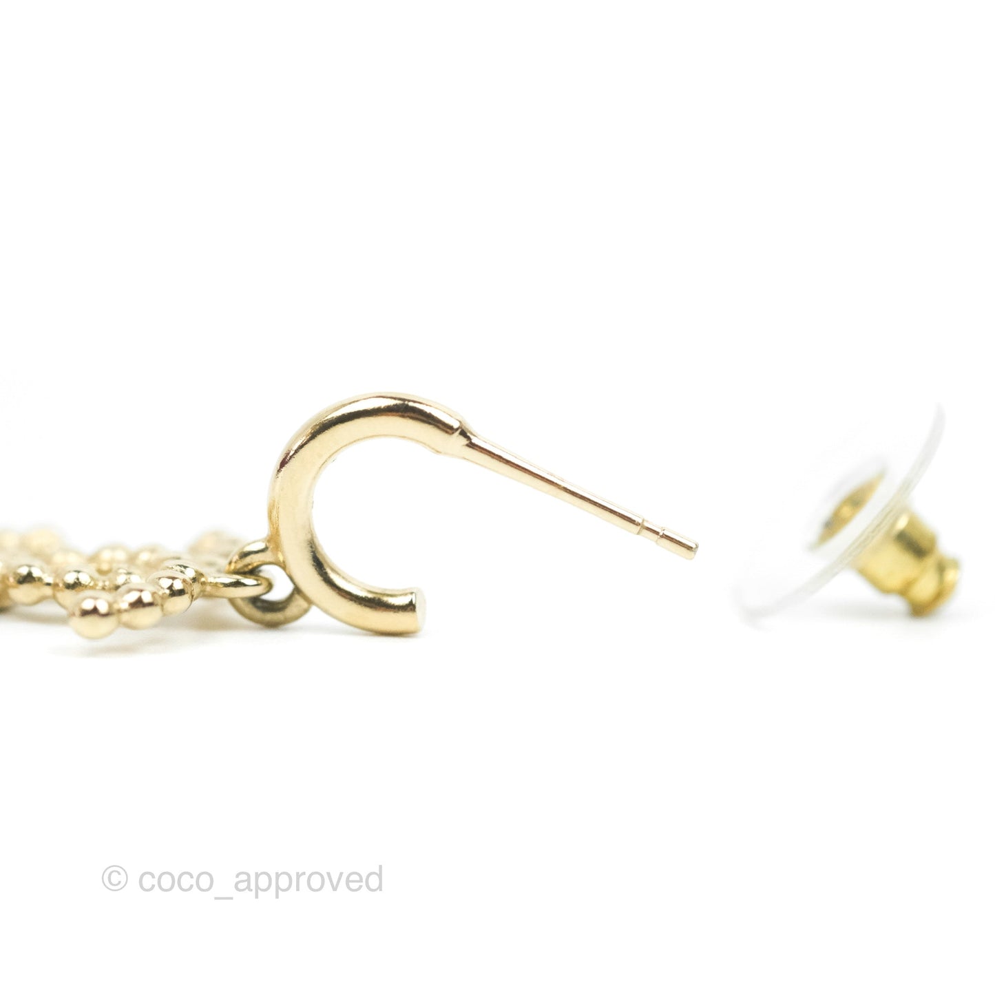 Chanel CC Drop Hoop Earrings Gold Tone 22C