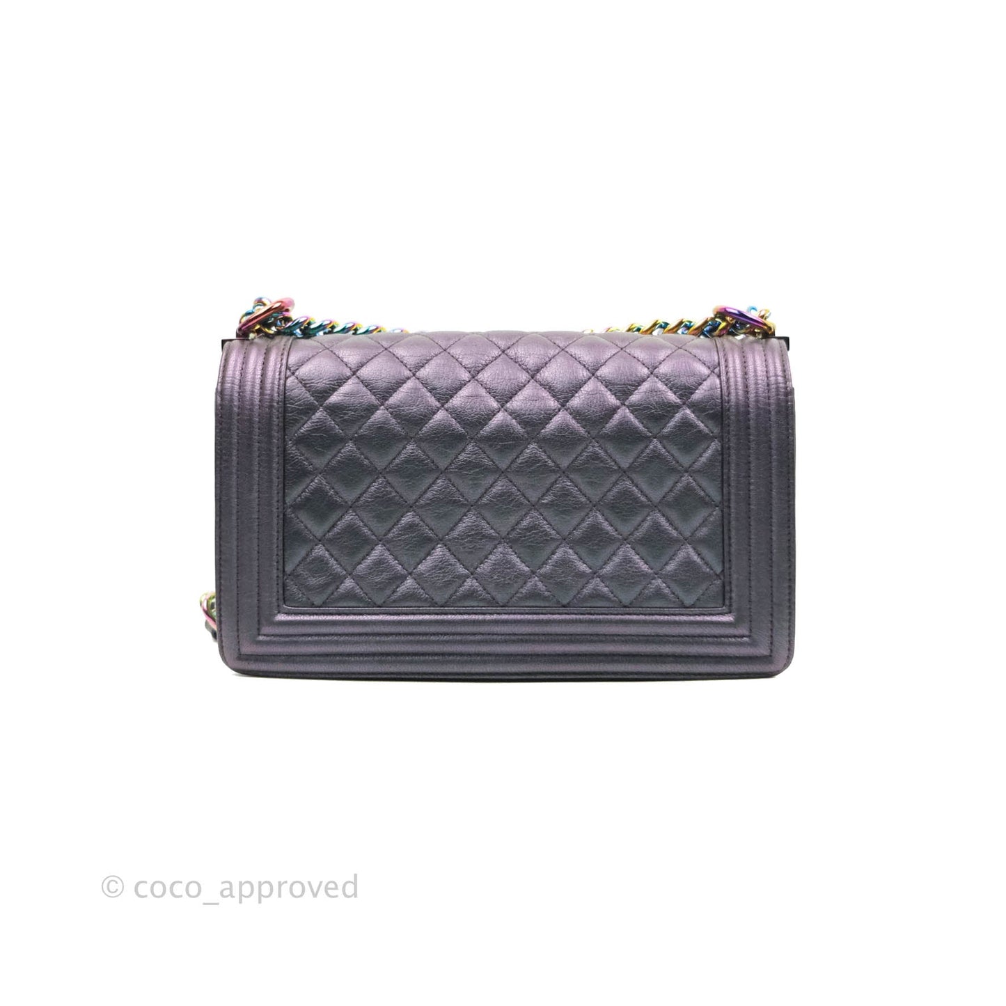 Chanel Medium Boy Bag Iridescent Purple Calfskin Mermaid Rainbow Hardware