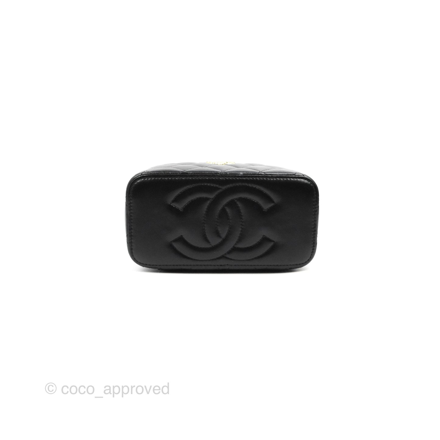 Chanel Vanity with Double Chain Black Shiny Lambskin 23C