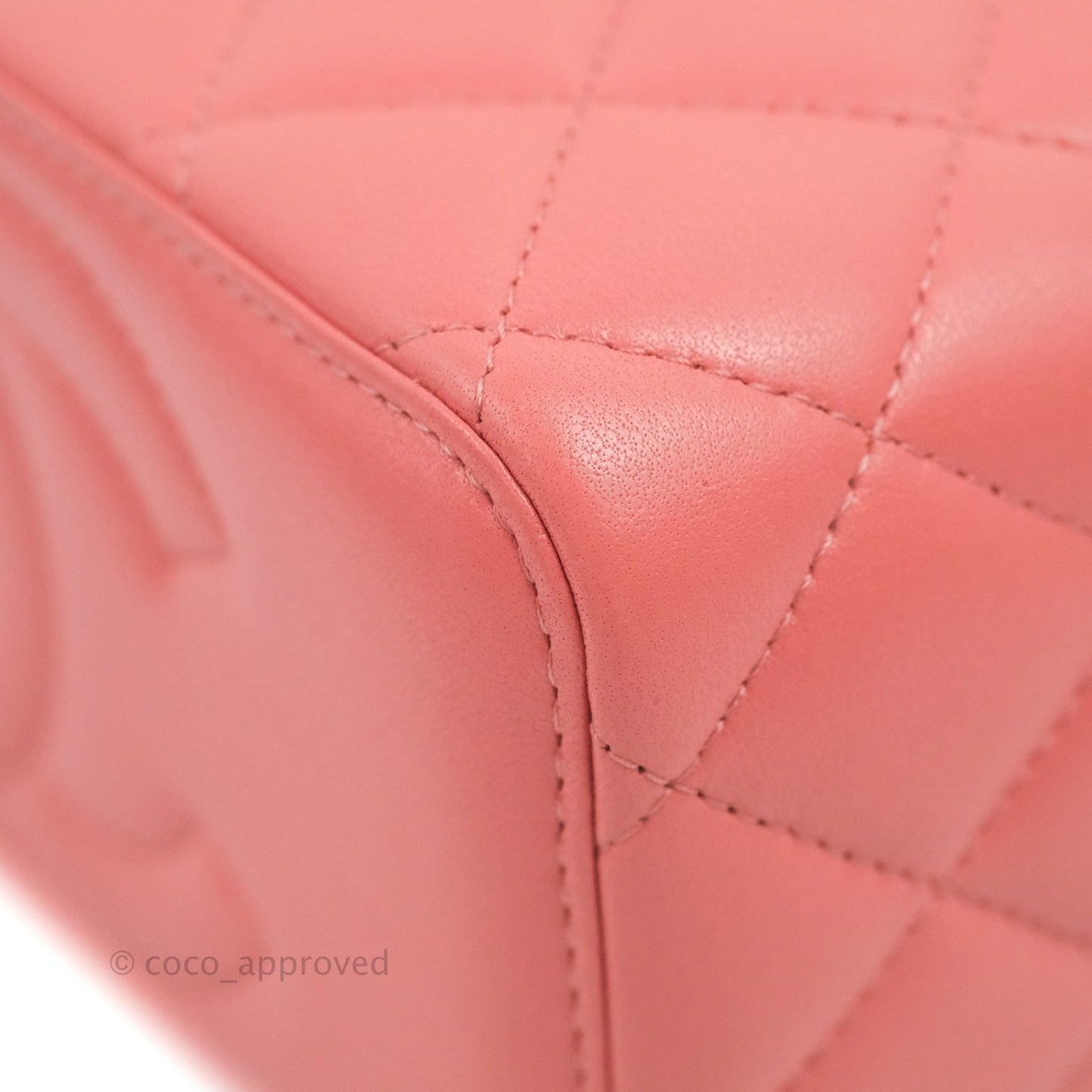 Chanel Vanity Rectangular Top Handle Pink Lambskin Gold Hardware