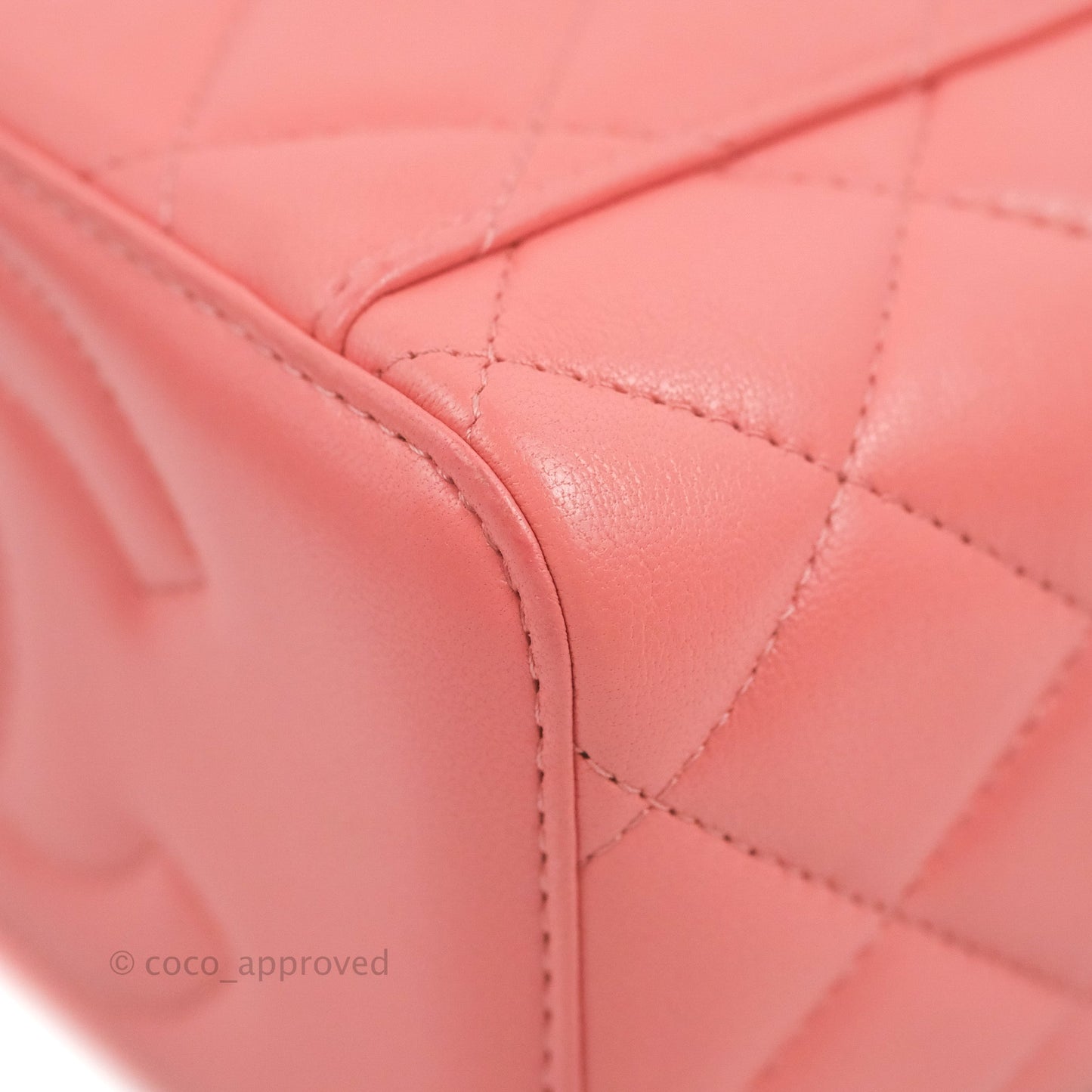 Chanel Vanity Rectangular Top Handle Pink Lambskin Gold Hardware
