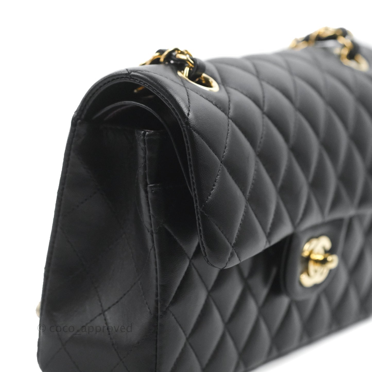 Chanel Small Classic Quilted Flap Black Lambskin Gold Hardware