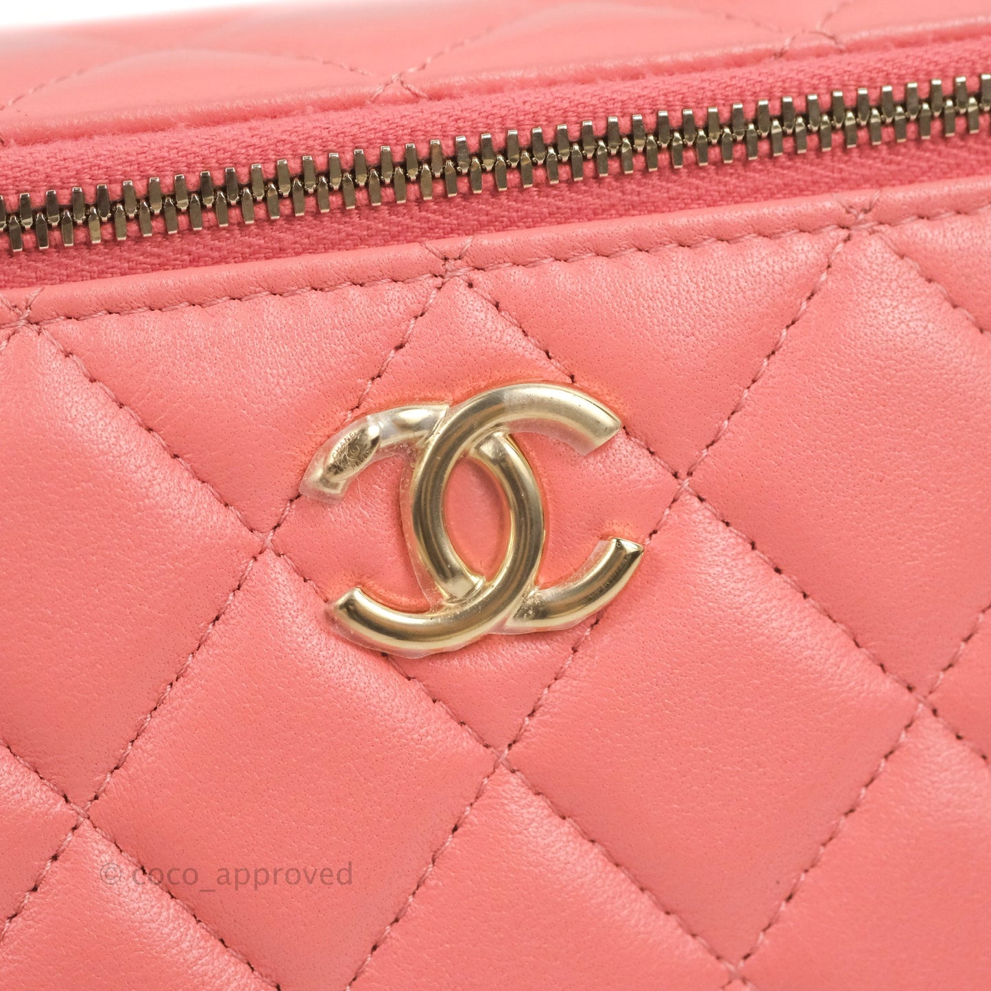 Chanel Vanity Rectangular Top Handle Pink Lambskin Gold Hardware