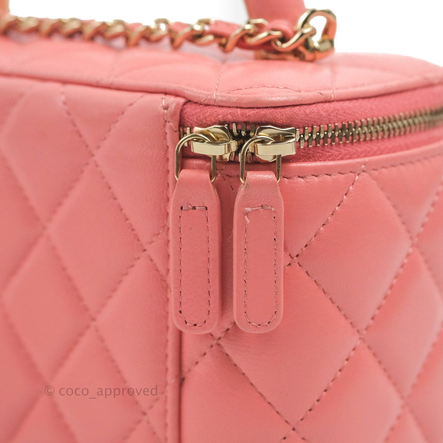 Chanel Vanity Rectangular Top Handle Pink Lambskin Gold Hardware