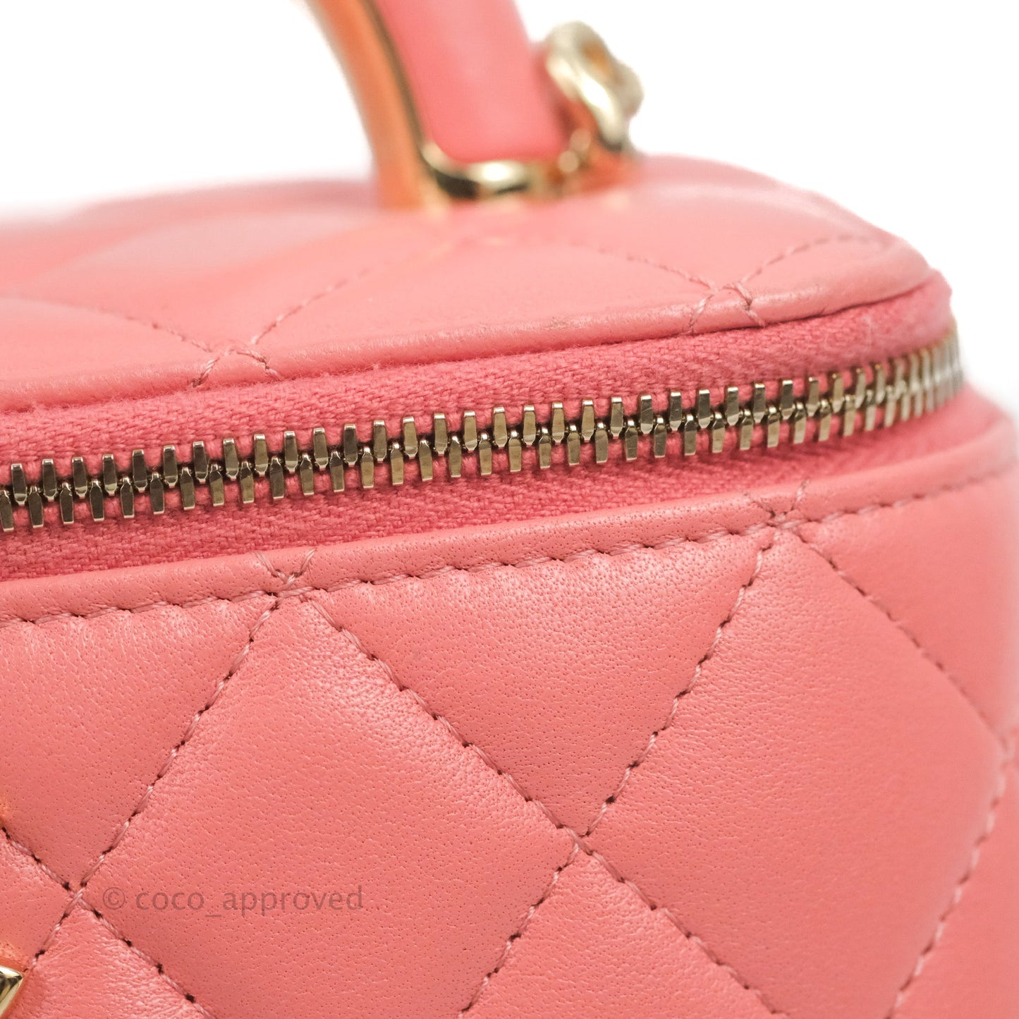 Chanel Vanity Rectangular Top Handle Pink Lambskin Gold Hardware