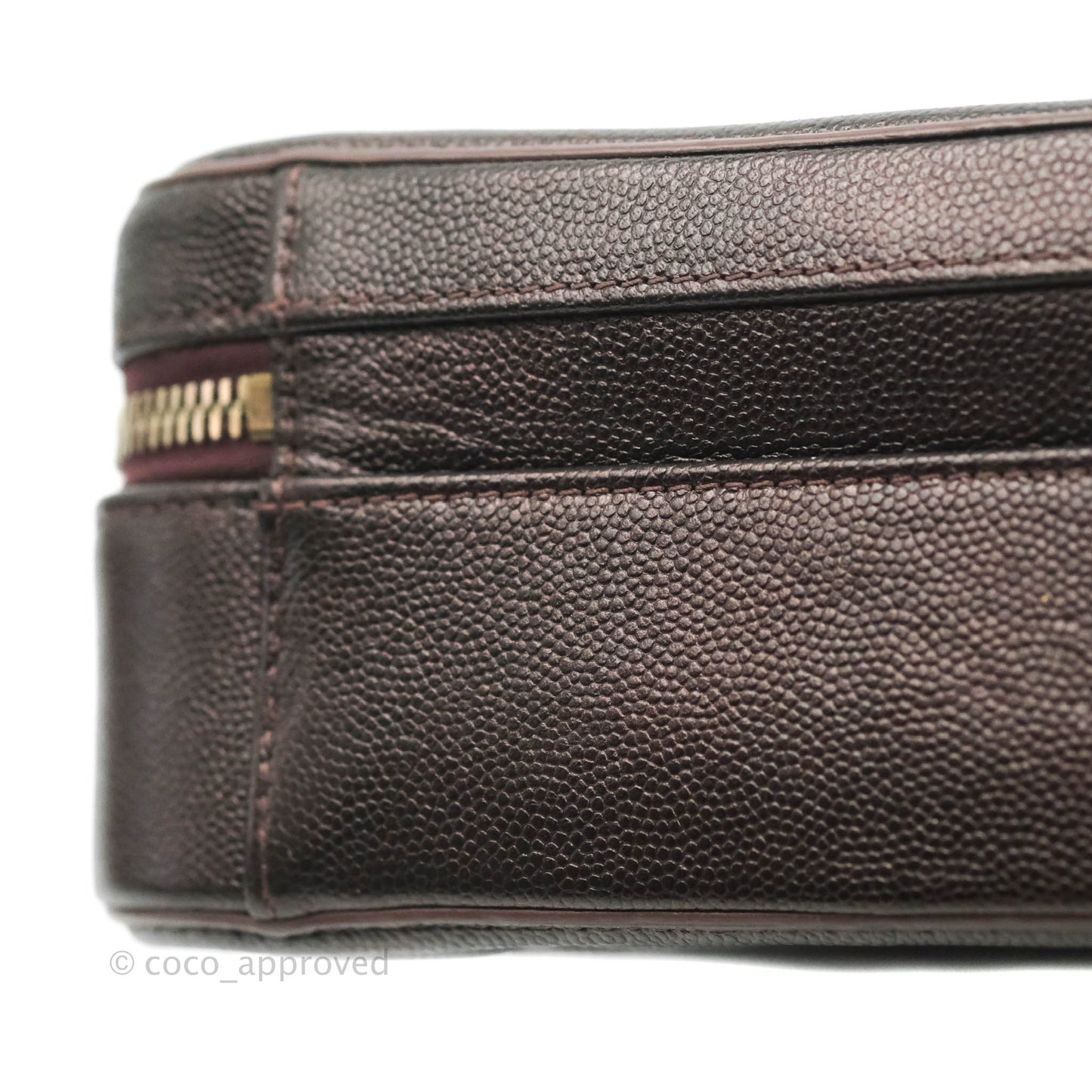 Chanel Quilted Medium CC Filigree Vanity Case Iridescent Burgundy Caviar Gold Hardware
