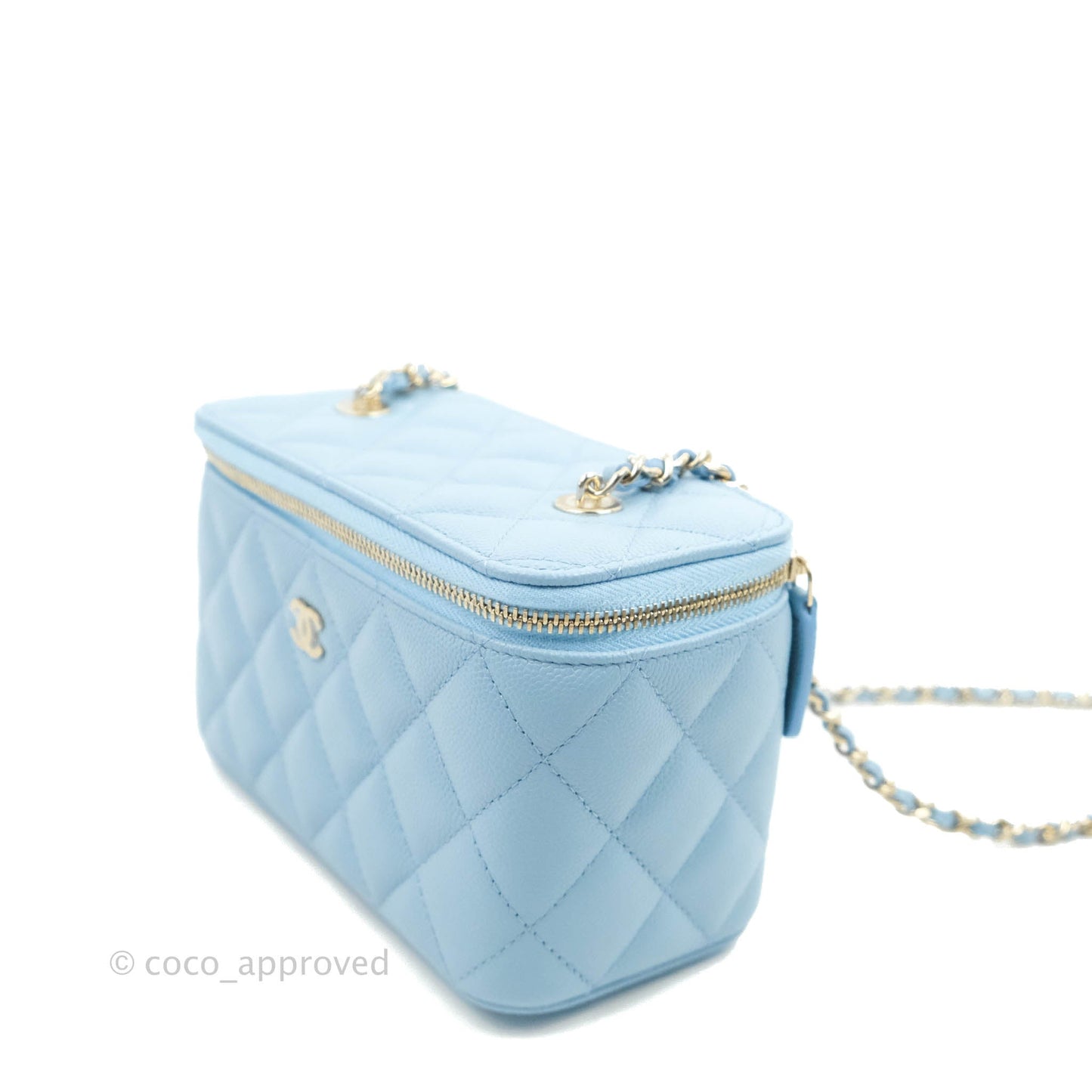 Chanel Vanity with Chain Blue Caviar Gold Hardware 22S