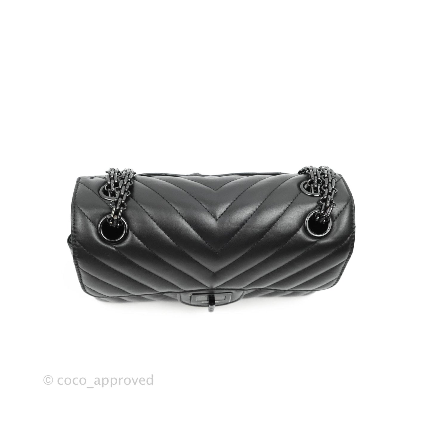 Chanel Mini Reissue 224 So Black Chevron Calfskin Black Hardware