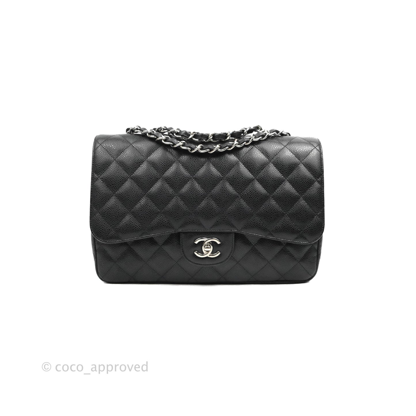 Chanel Jumbo Single Flap Black Caviar Silver Hardware⁣⁣
