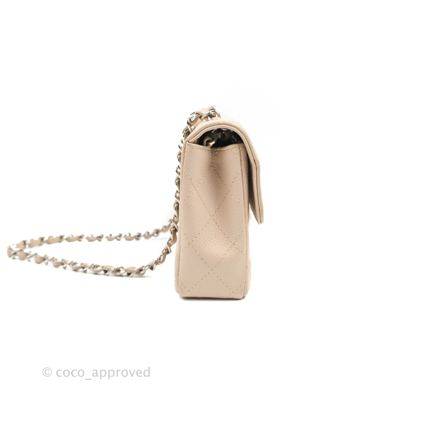 Chanel Quilted East West Flap Pale Pink Caviar Silver Hardware