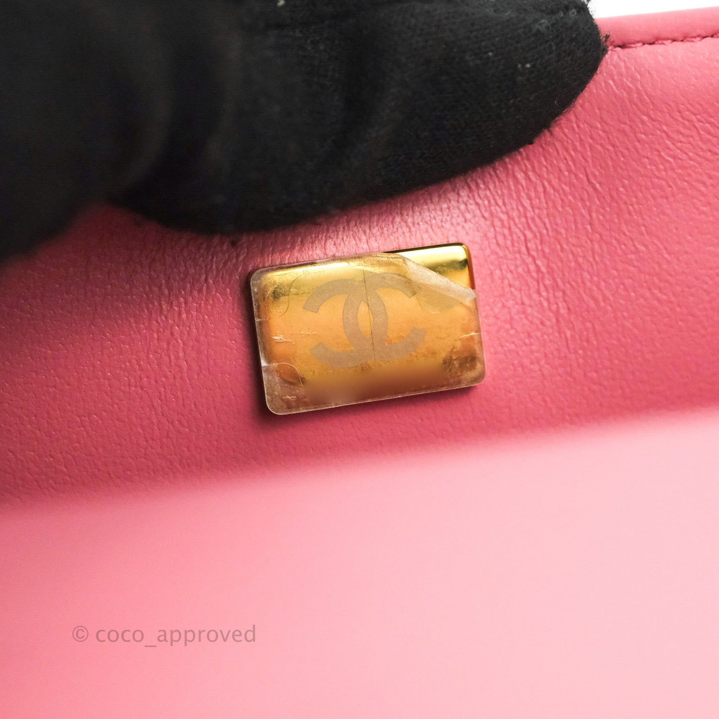 Chanel Top Handle Mini Rectangular Flap Bag Pink Lambskin Gold Hardware With Twilly