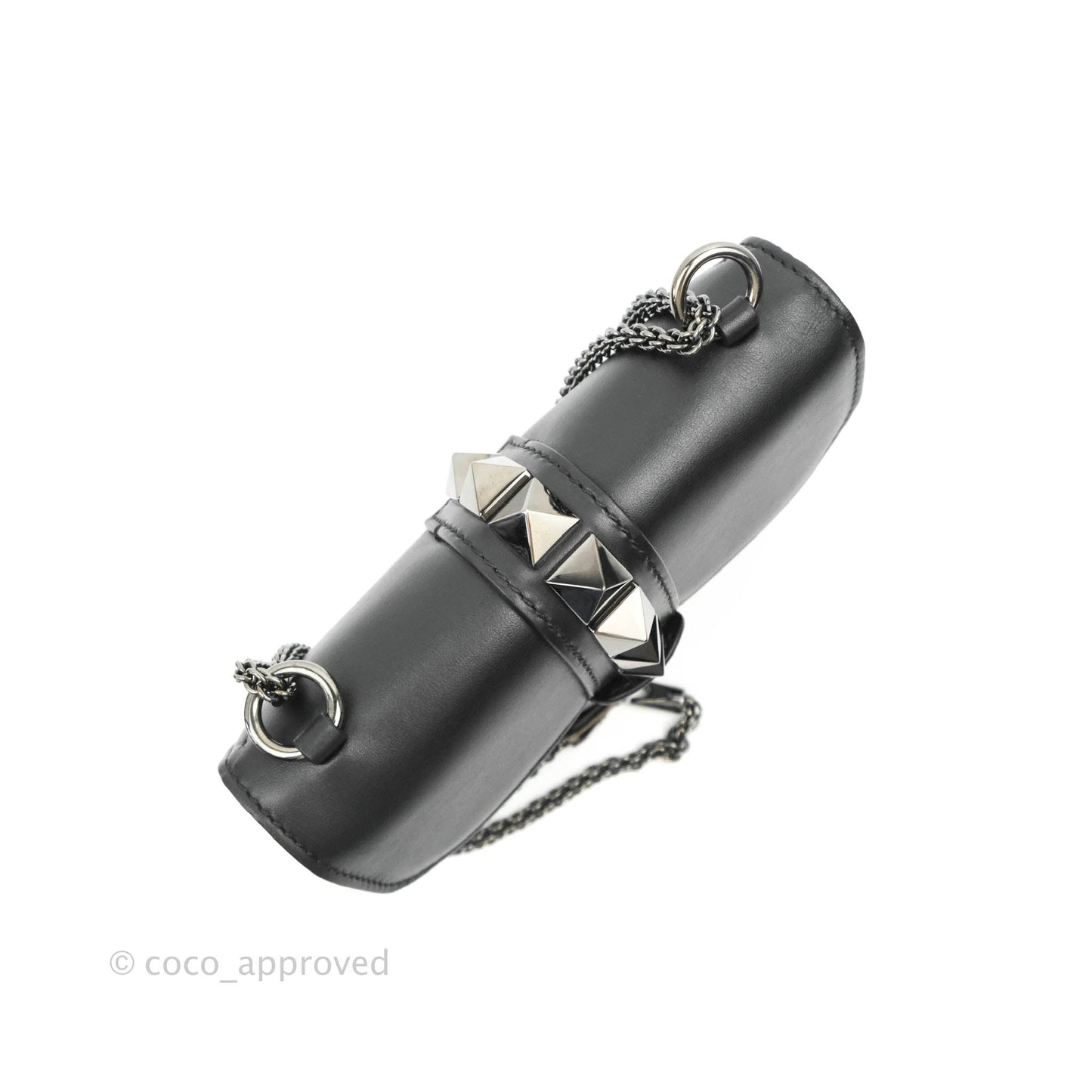 Valentino Vitello Small Glam Lock Rockstud Flap So Black