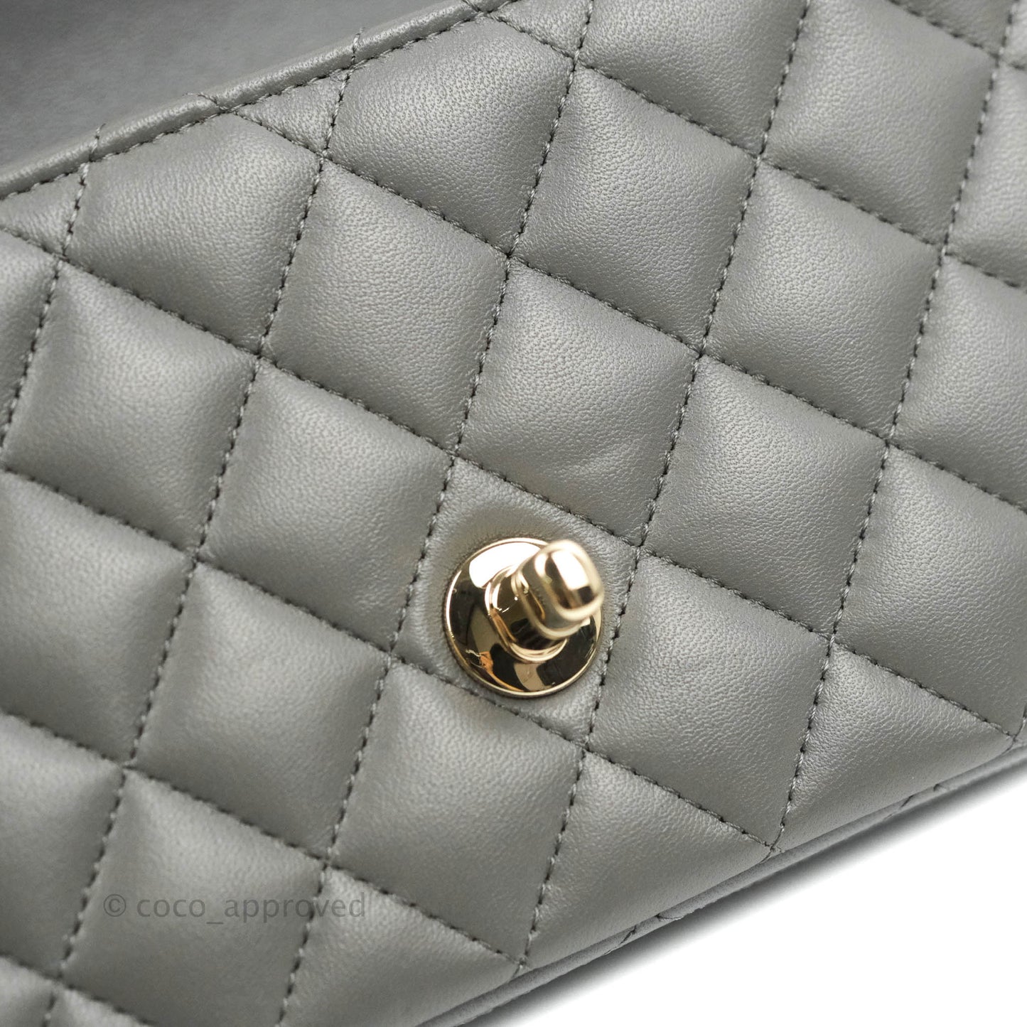 Chanel Top Handle Mini Rectangular Flap Bag Grey Lambskin Gold Hardware