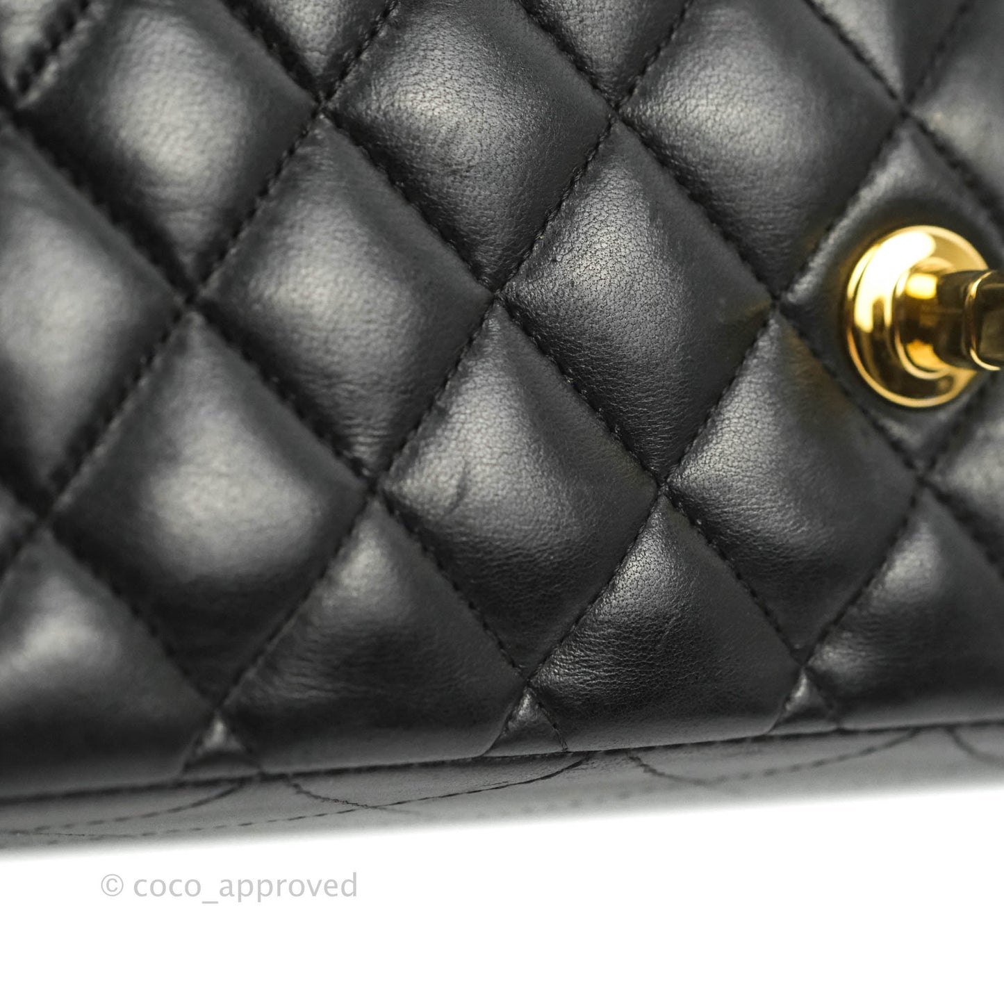 Chanel Classic M/L Medium Flap Quilted Black Lambskin 24K Gold Hardware