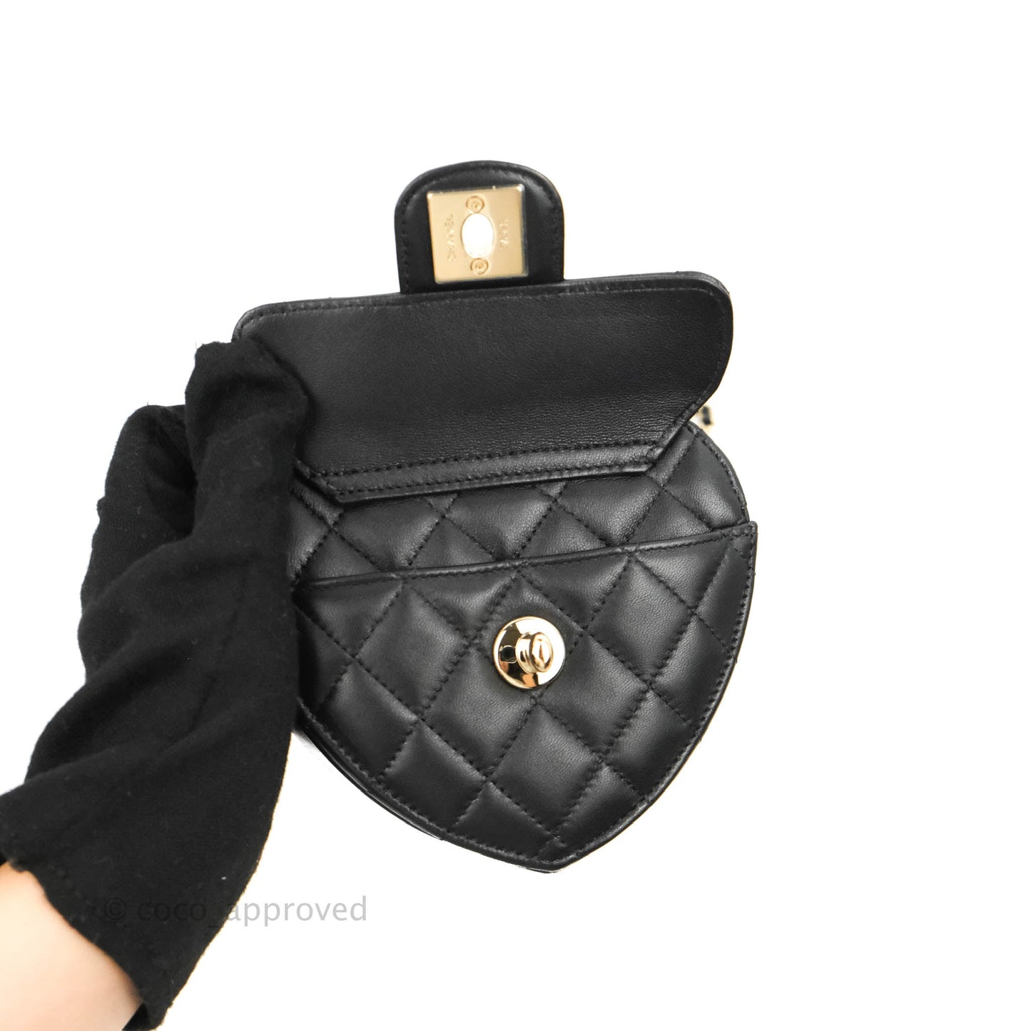 Chanel Small Heart Bag Black Lambskin Gold Hardware 22S