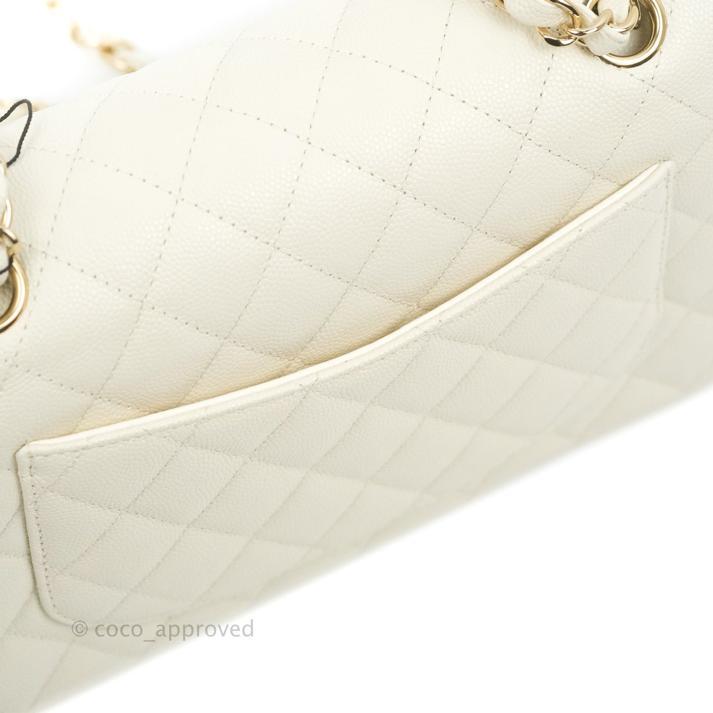 Chanel Classic Small S/M Quilted Flap White Caviar Gold Hardware 22C