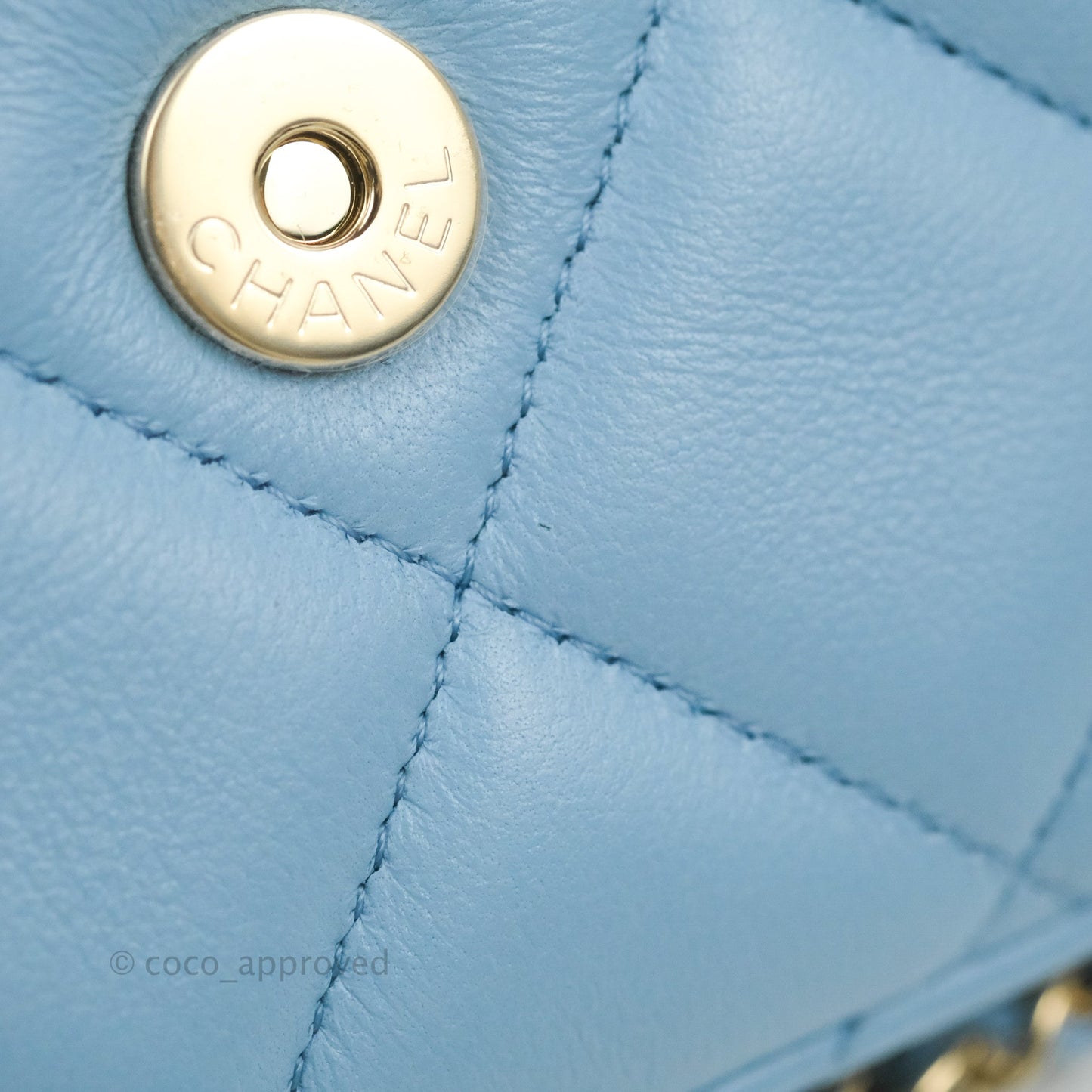 Chanel Mini Clutch With Chain Blue Lambskin Gold Hardware