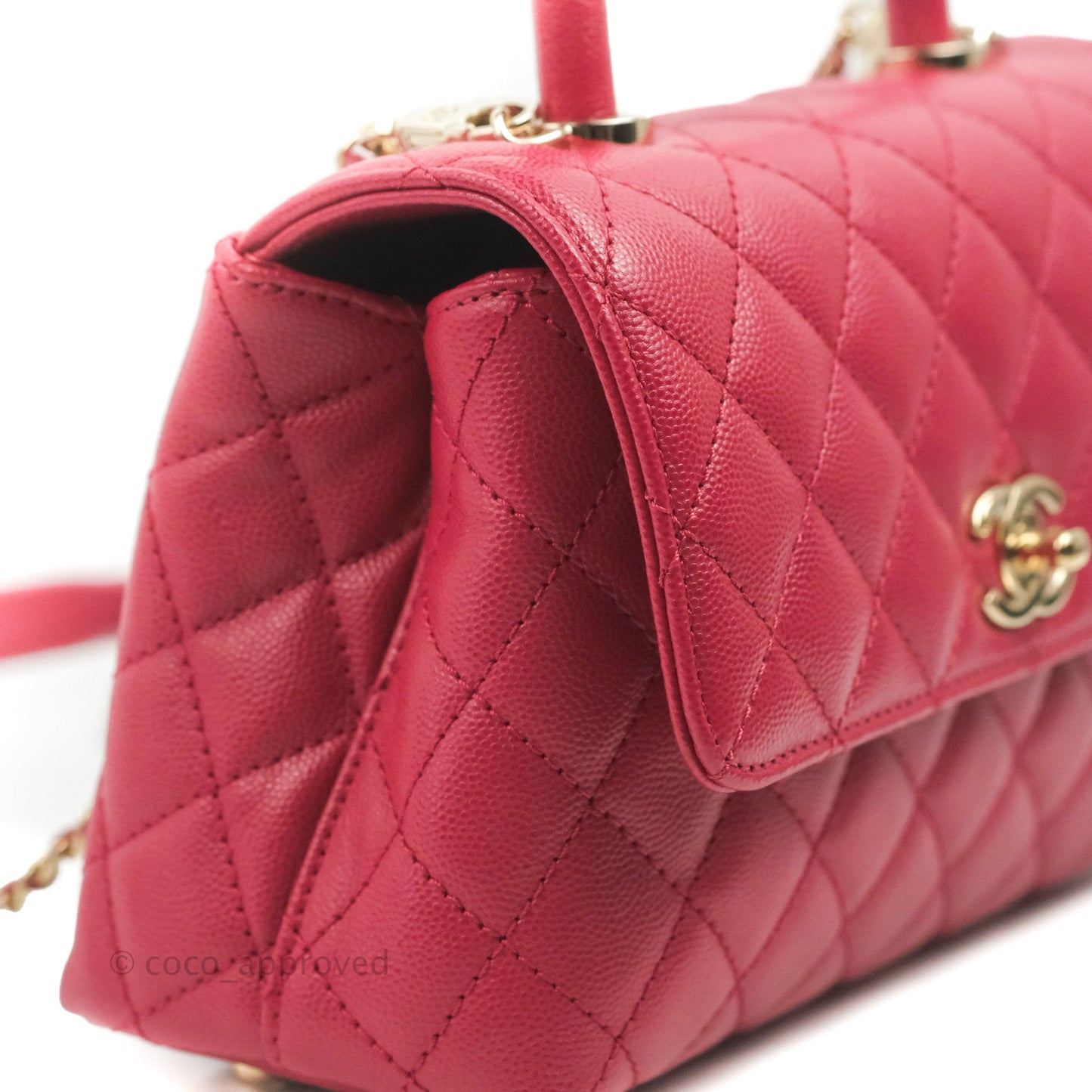 Chanel Small Coco Handle Quilted Dark Pink Caviar Gold Hardware 21A