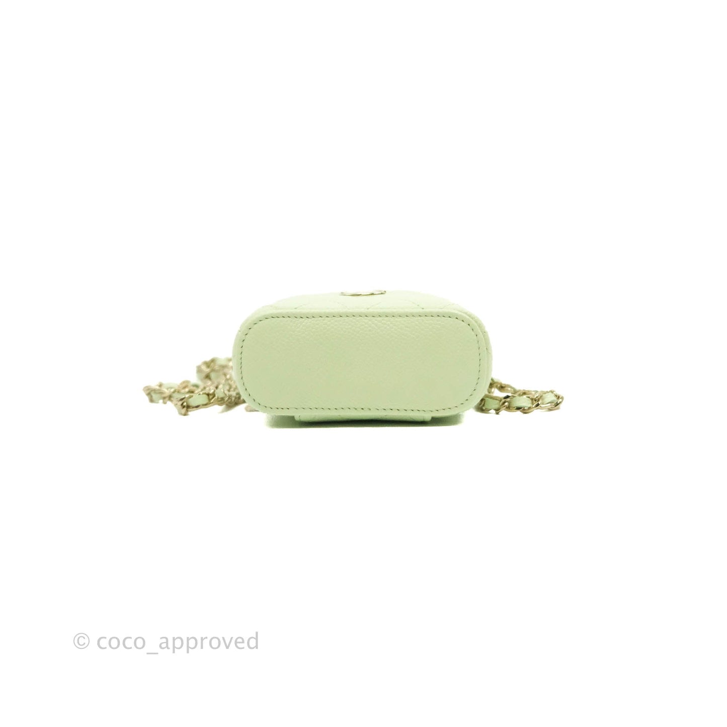 Chanel Quilted Small Handle With Care Vanity Case With Chain Green Caviar Gold Hardware