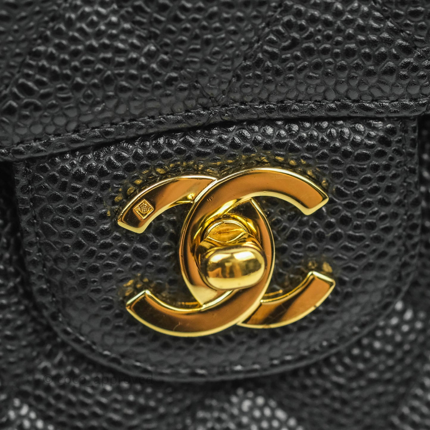 Chanel Classic M/L Medium Double Flap Black Caviar 24k Gold Hardware