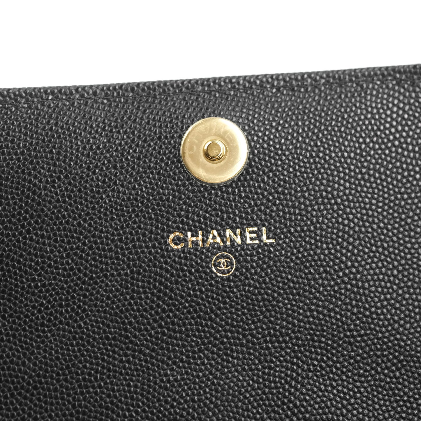 Chanel Quilted Pocket Long Wallet On Chain Black Caviar Gold Hardware 22A